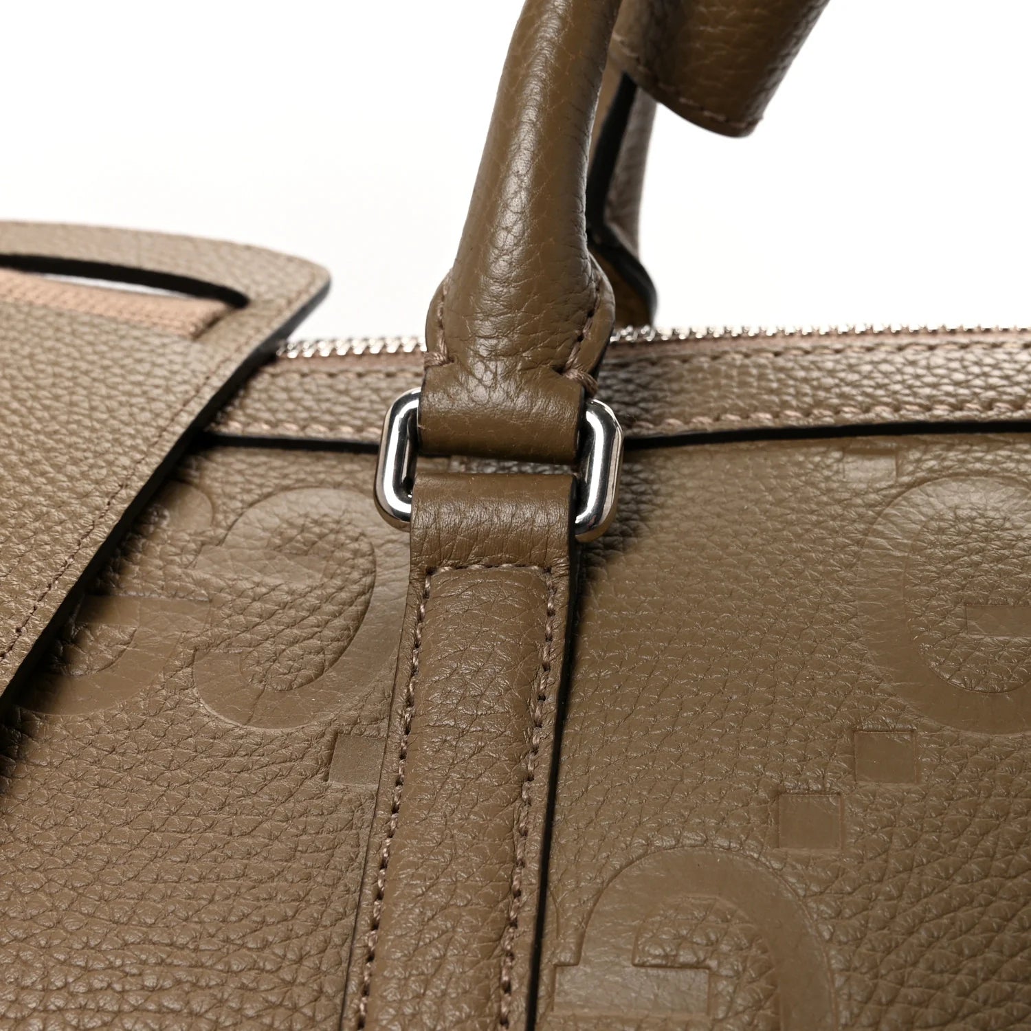 Piuma Calfskin Jumbo GG Embossed Large Duffle Bag Good Taupe