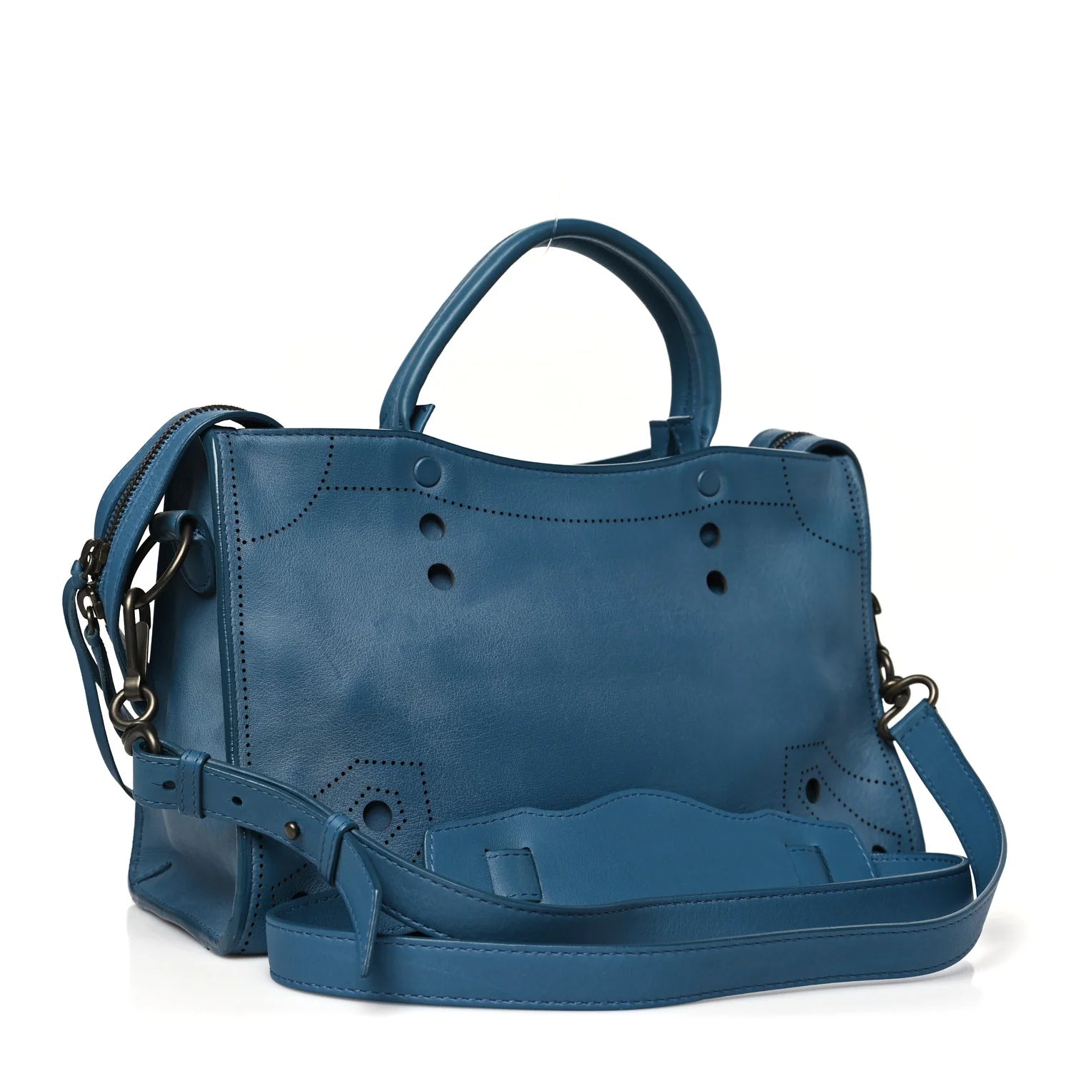 Veau Soyeux Perforated Blackout Hardware S City Bleu Canard