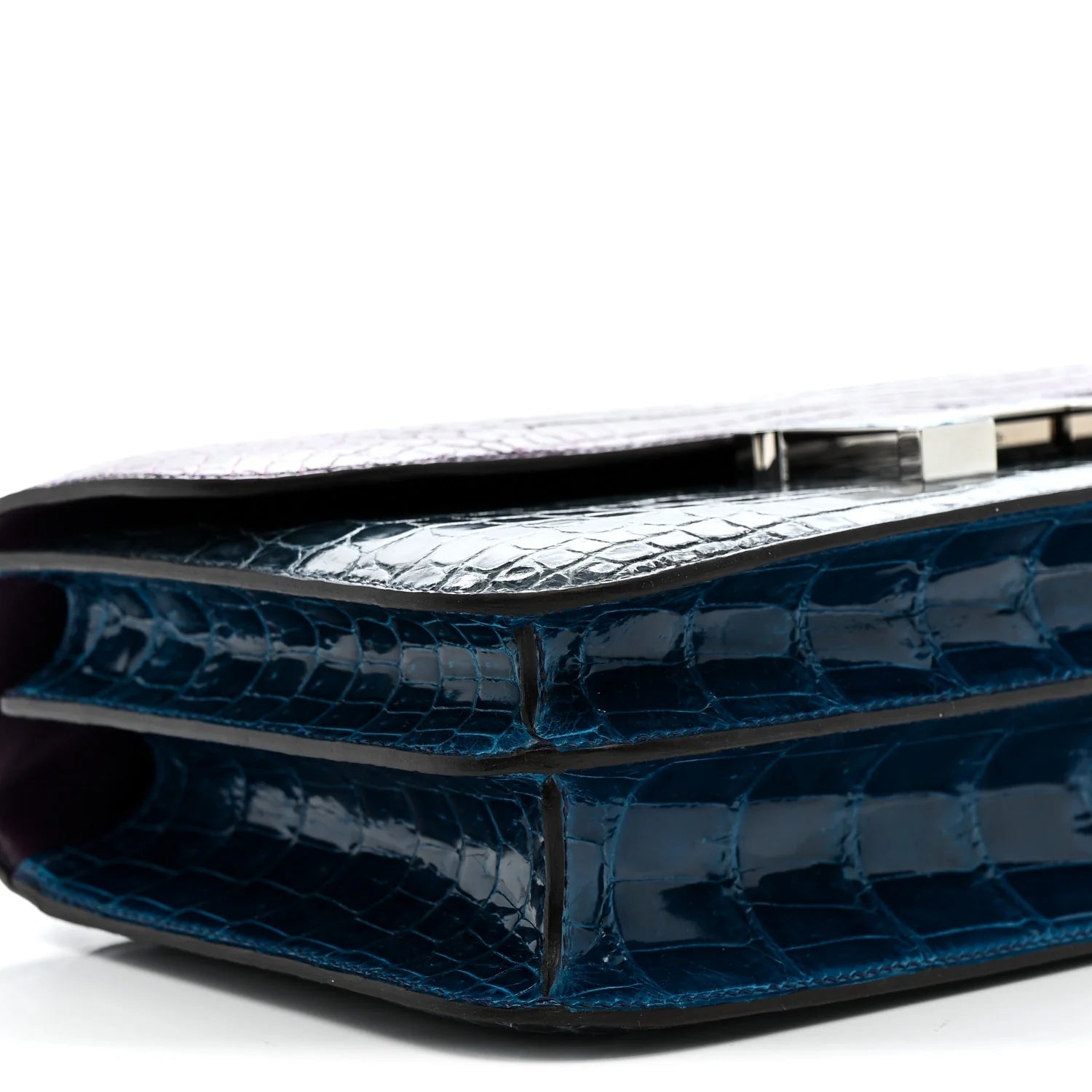 Shiny Niloticus Crocodile Constance Elan 25 Cassis Bleu Izmir Bleu Tempete