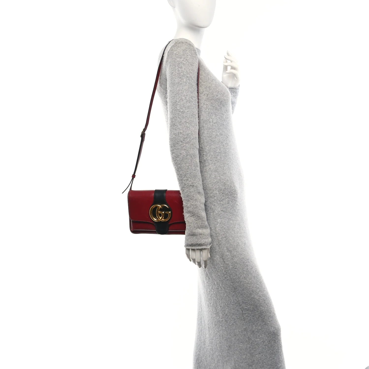 Vitello Palmellato Lux Bi-Color Small Arli Flap Shoulder Bag New Cherry Red Black