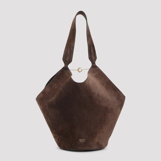 DARK BROWN LOTUS SMALL CALF SKIN TOTE BAG