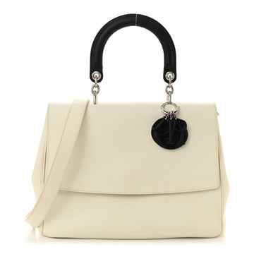Smooth Calfskin Bi-Color Medium Be Dior Flap White Black