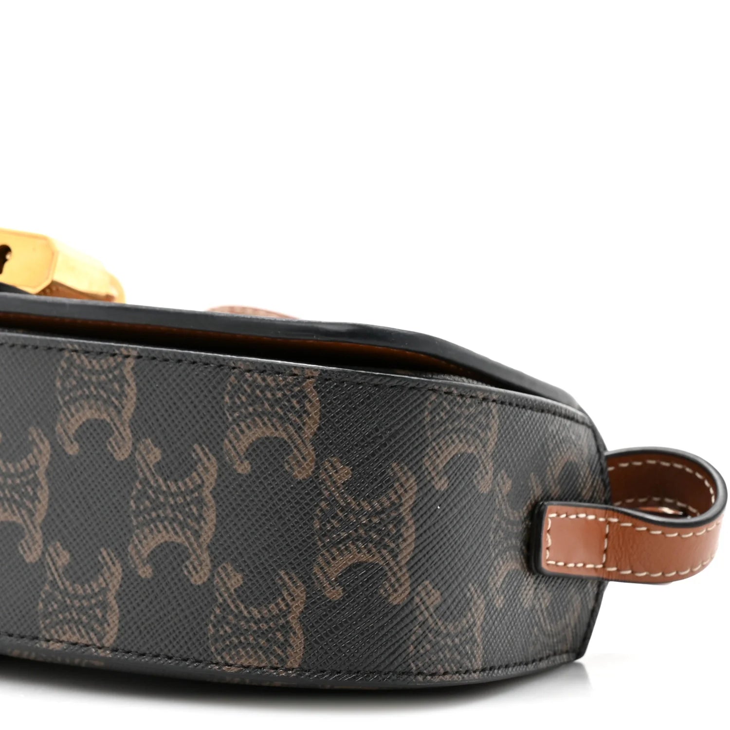 Triomphe Canvas Calfskin Tabou Clutch on Strap Tan