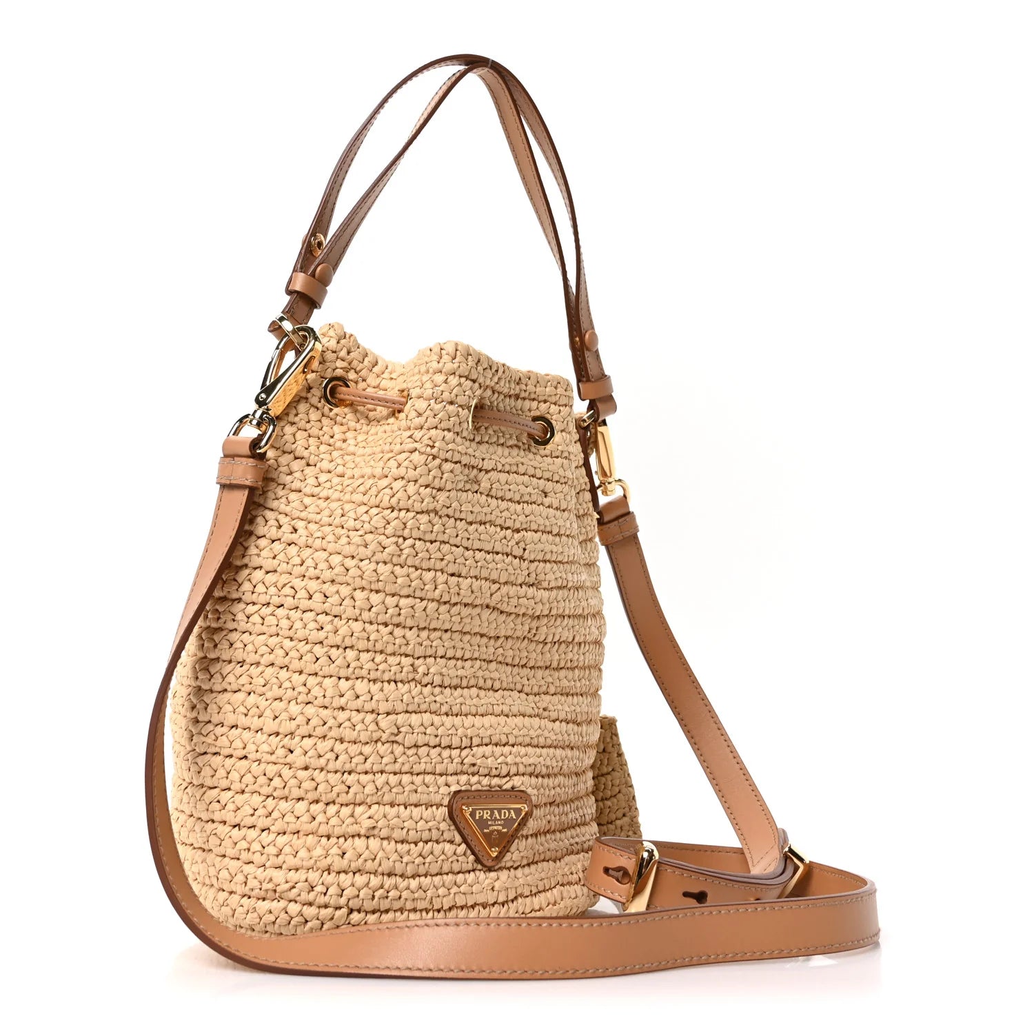 Yarn Raffia Effect Crochet Small Bucket Bag Naturale