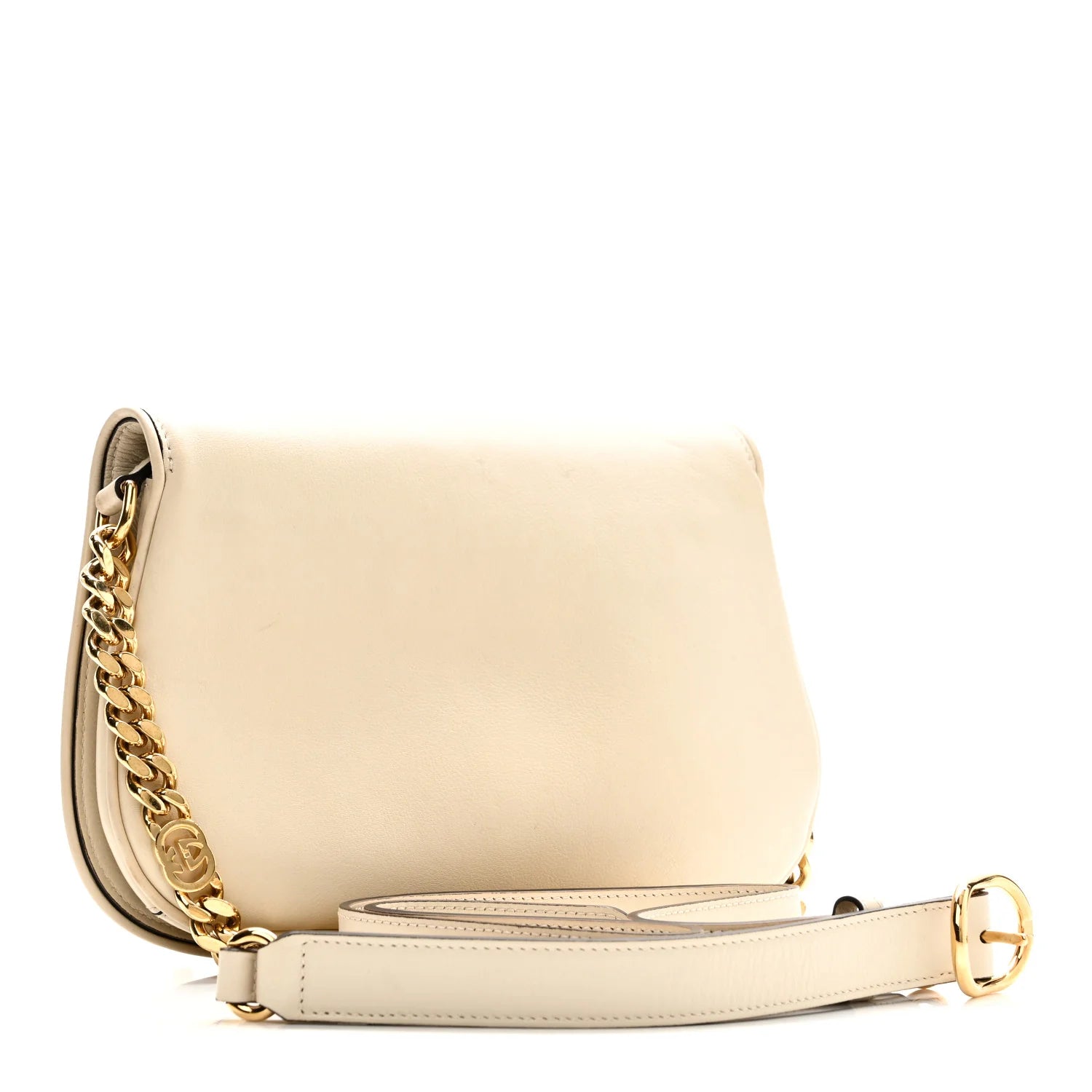 Roxy Calfskin Blondie Chain Shoulder Flap Bag Mystic White