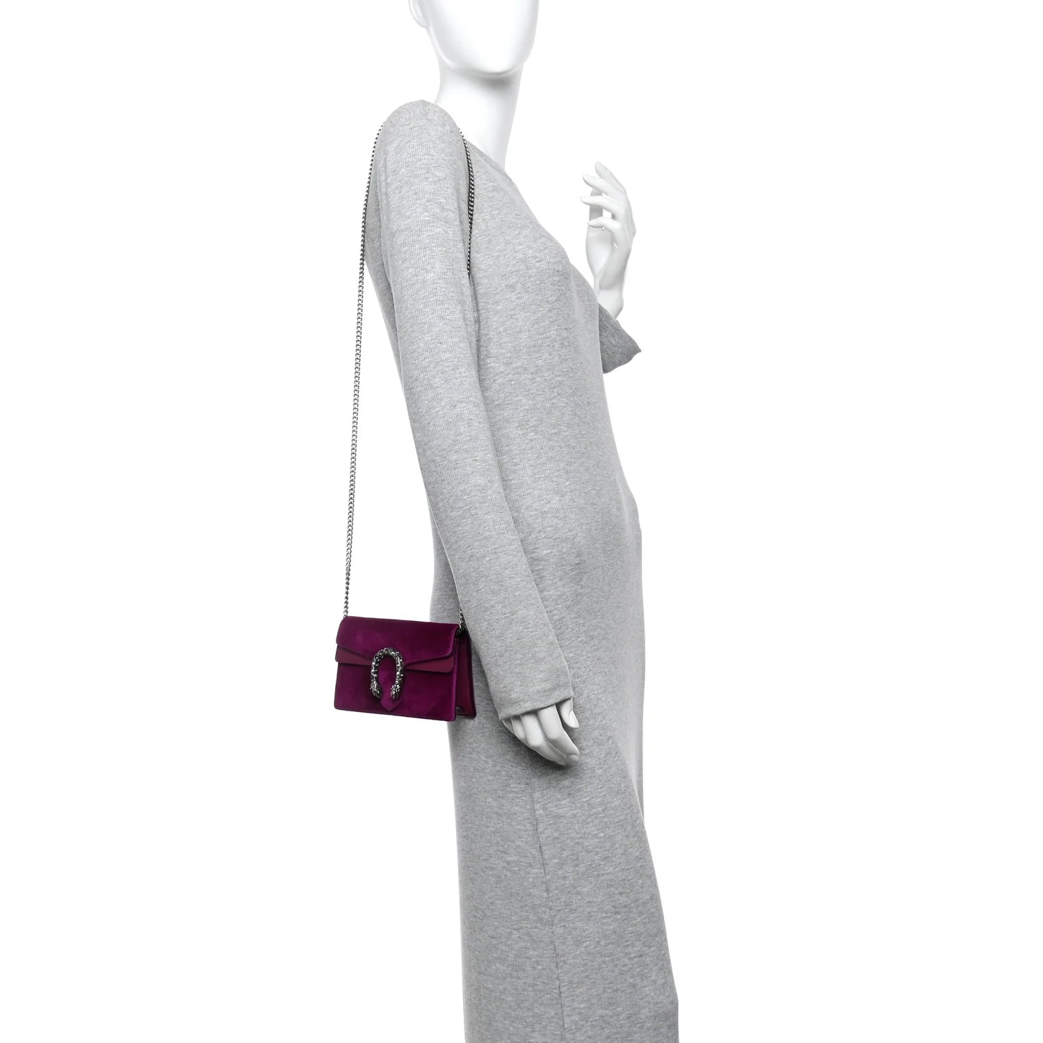 Velvet Super Mini Dionysus Shoulder Bag Fuchsia Violet Cyclamen