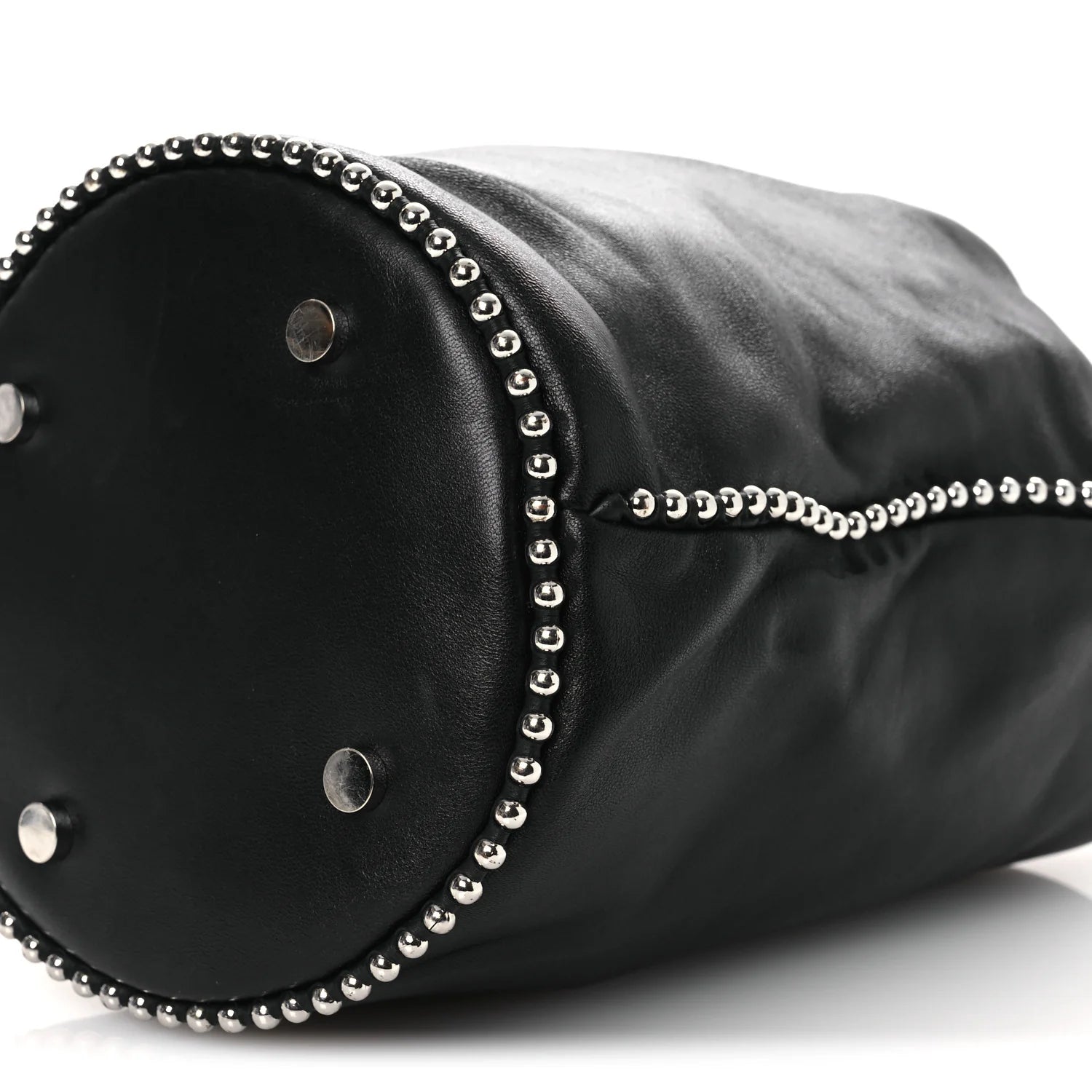 Lambskin Attica Chain Dry Sack Bucket Bag Black