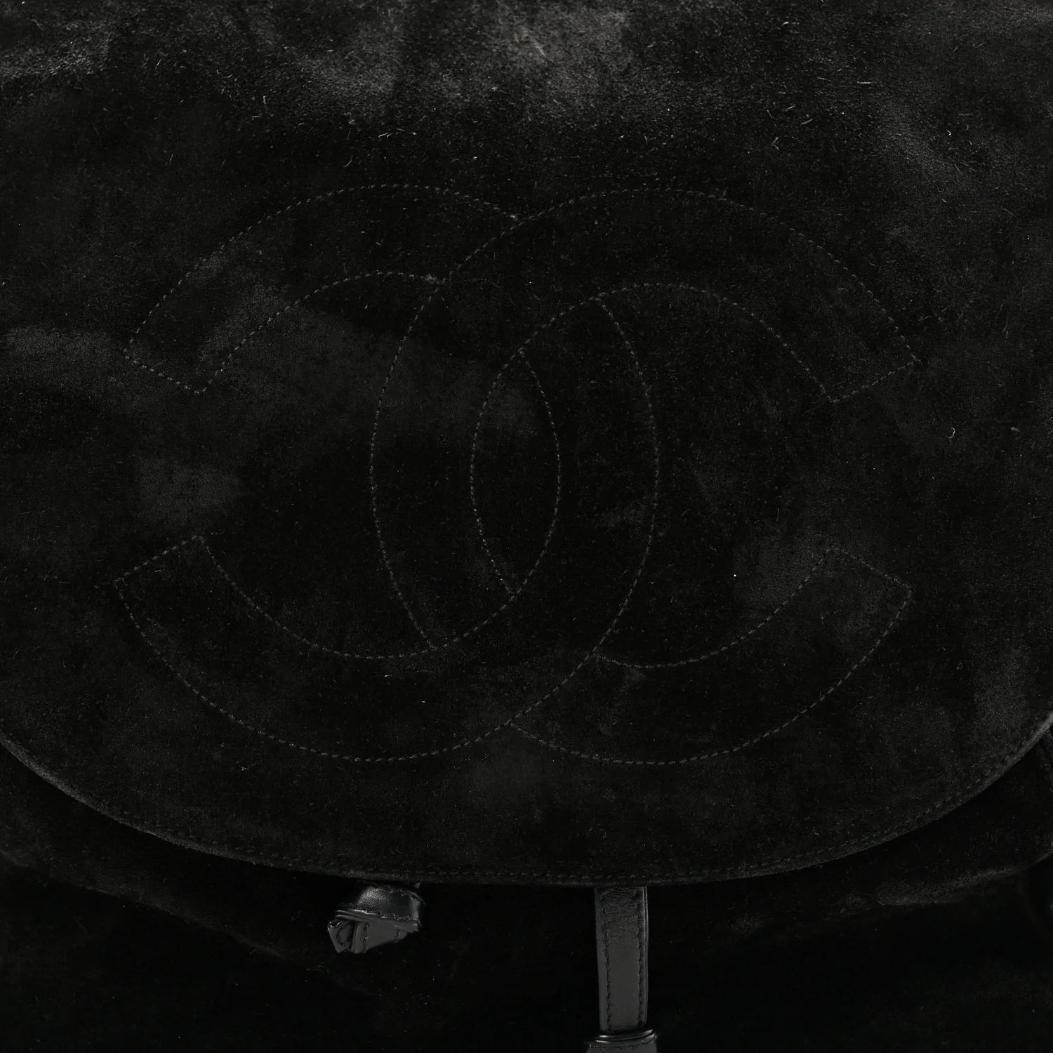 Suede CC Drawstring Backpack Black