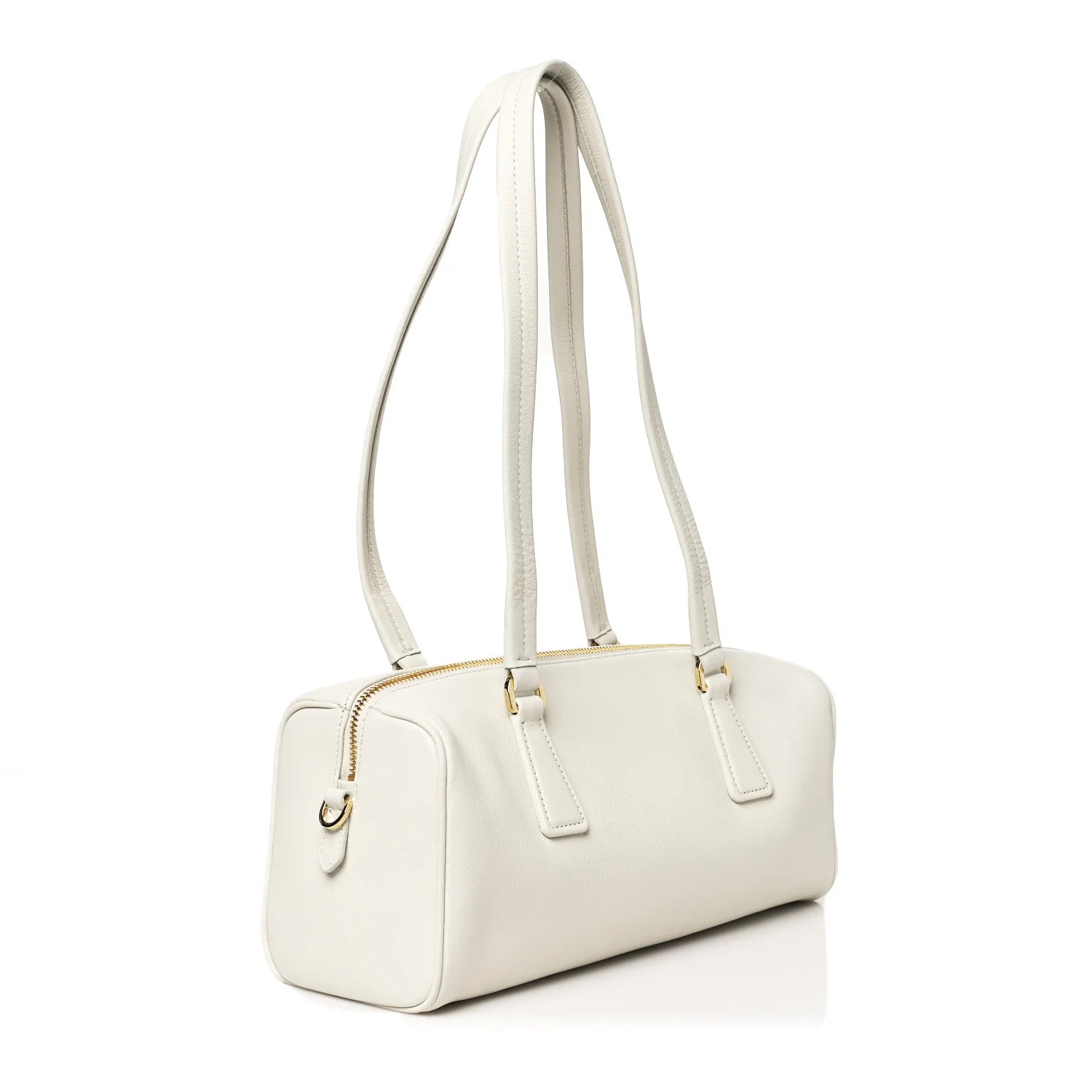Soft Grain Medium Top Handle Bag with Padlock Bianco