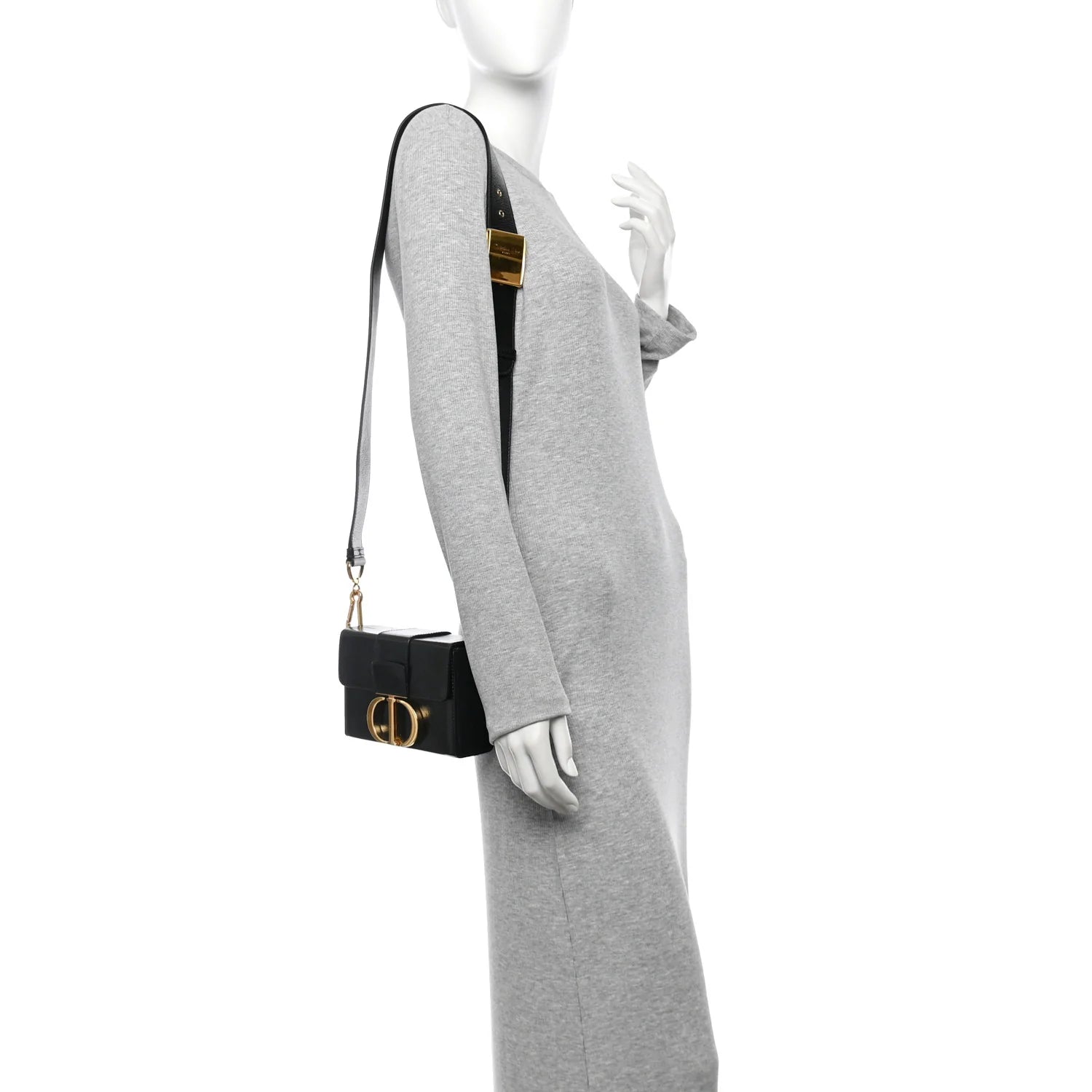 Crackled Lambskin 30 Montaigne Box Bag Black