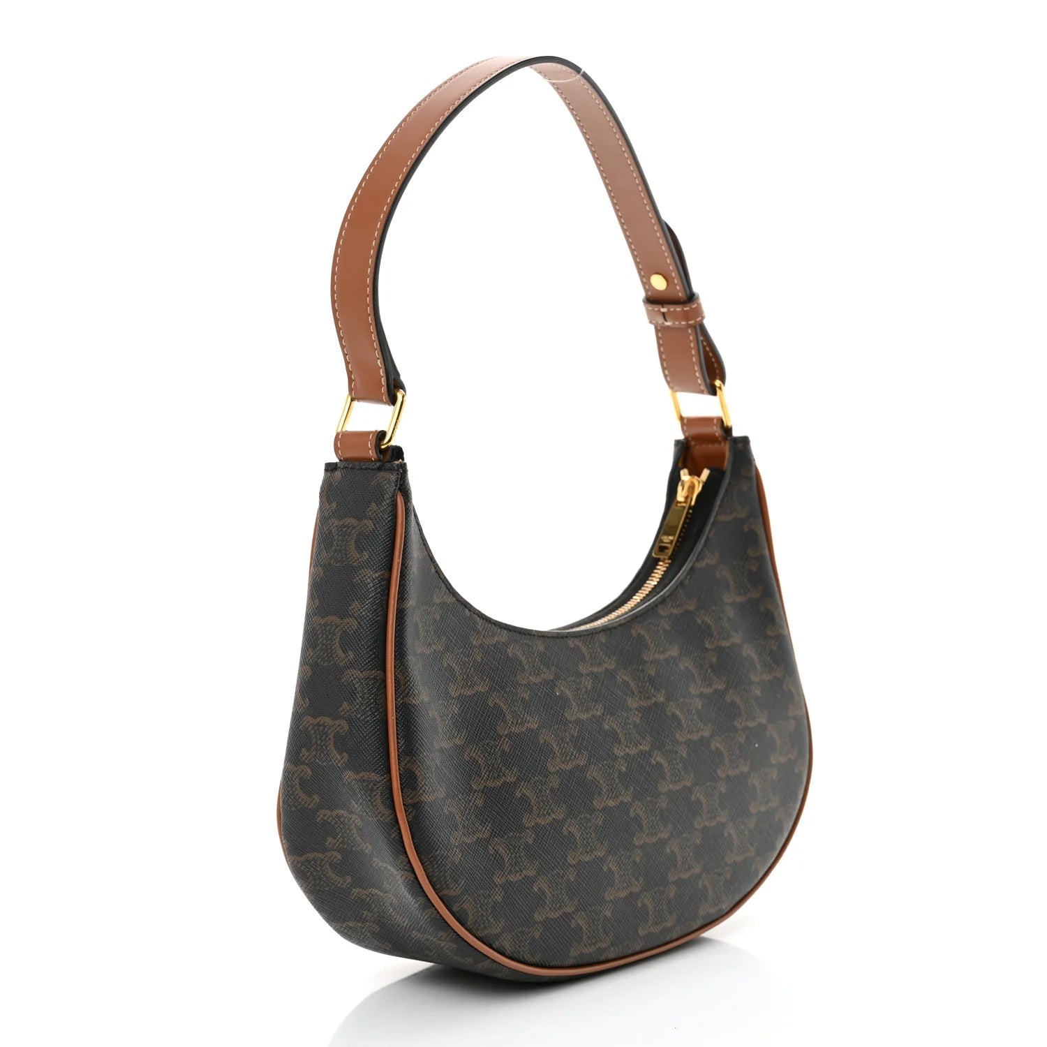 Triomphe Canvas Calfskin Ava Shoulder Bag Tan