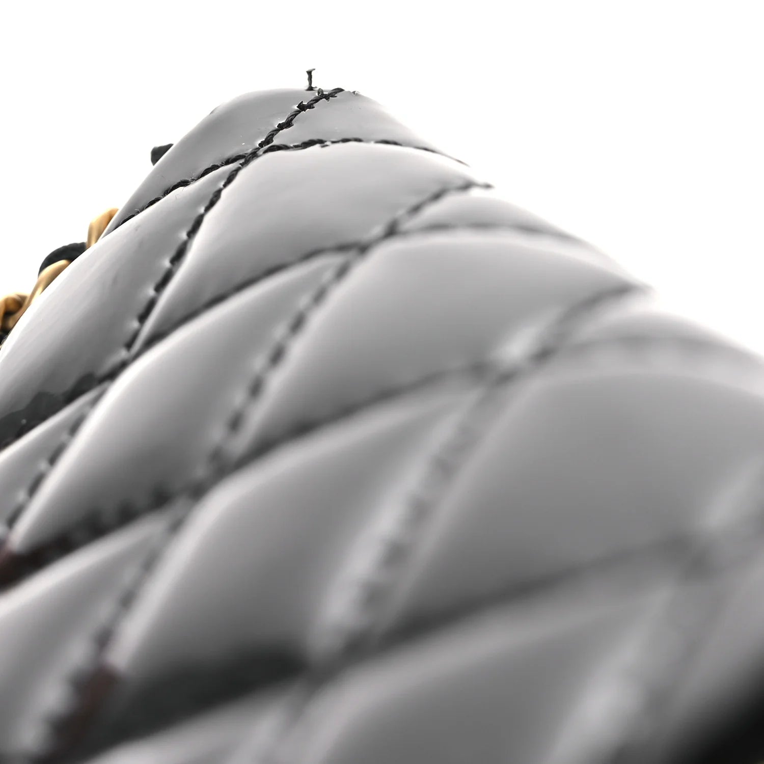 Patent Enamel Quilted Coco Hearts Clutch with Chain Black