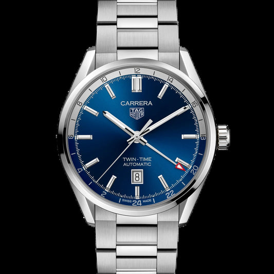 Unworn  Carrera Twin-Time Calibre 7 GMT, Stainless Steel, 41Mm, Ref# WBN201A.BA0640, Box & Papers