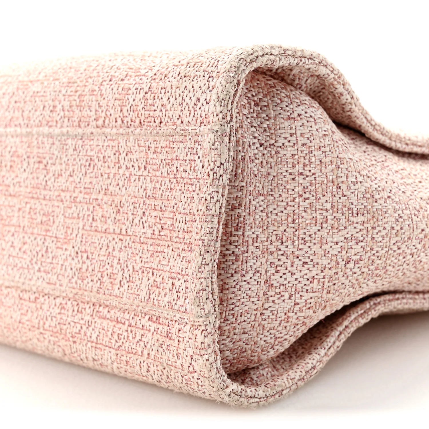 Straw Lurex Small Deauville Tote Pink