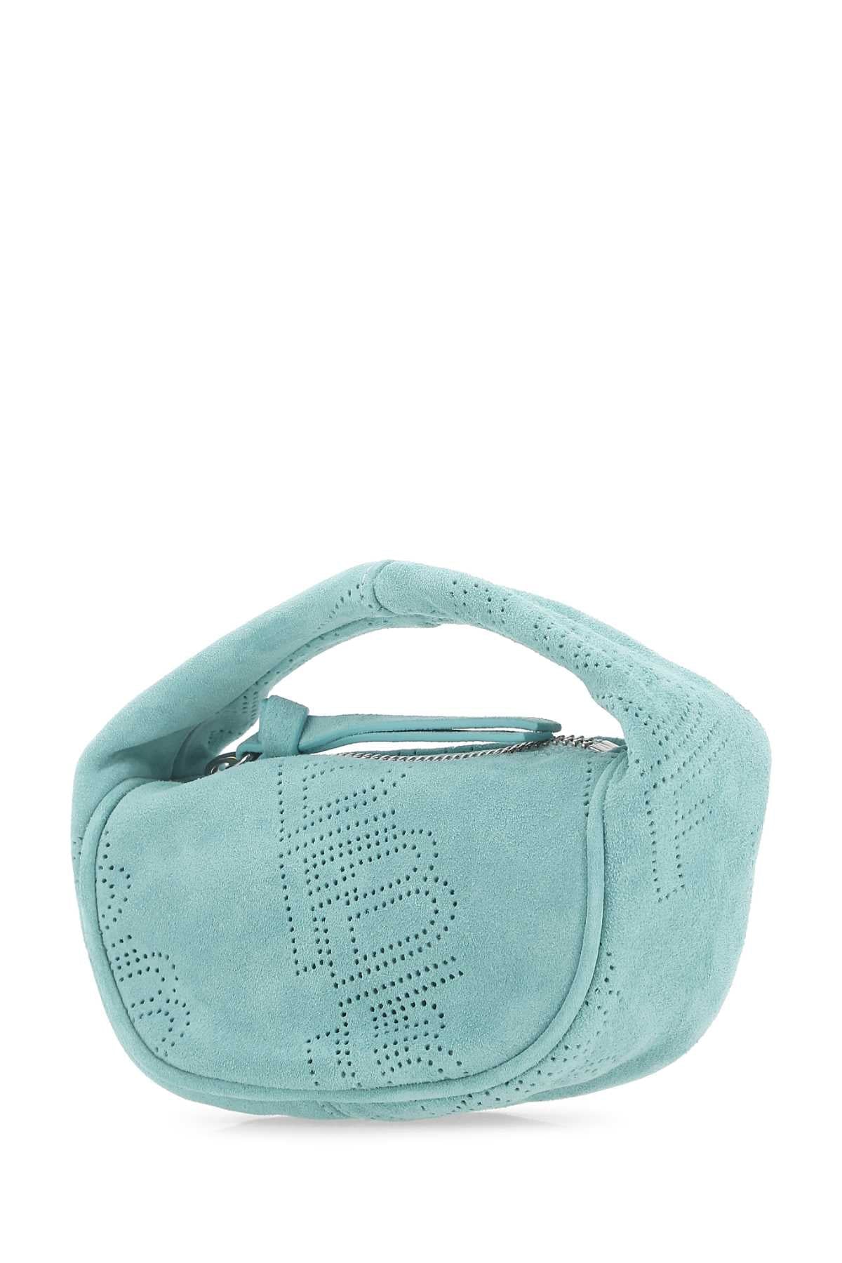 SEA GREEN SUEDE MICRO CUSH HANDBAG