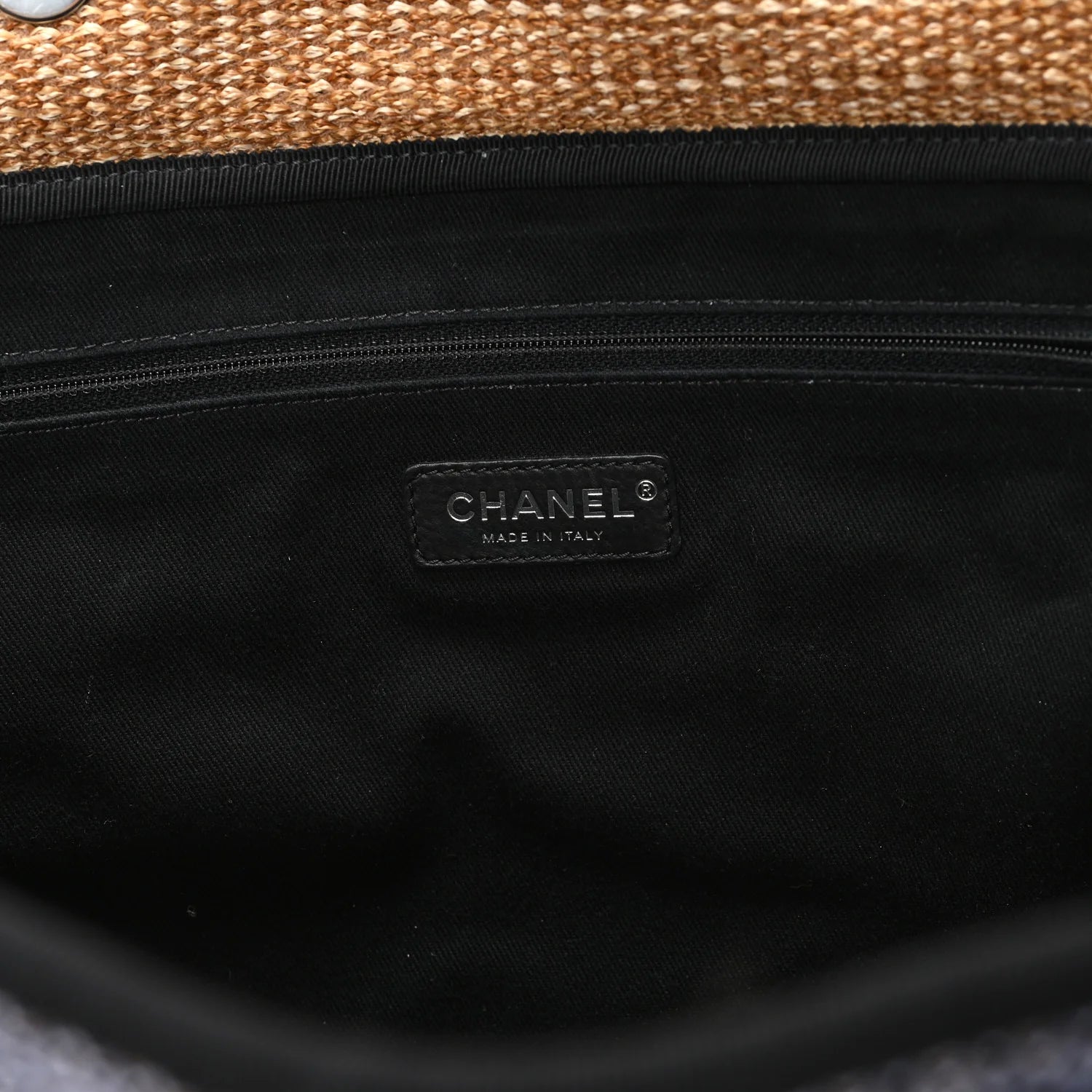 Mixed Fibers Large Shopping Bag Blue Beige