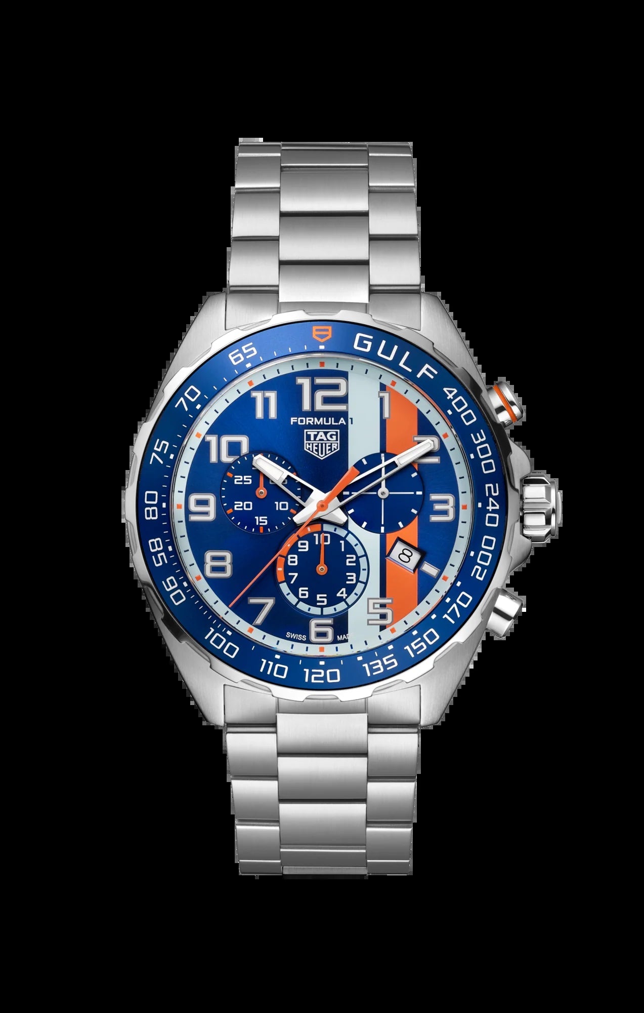 Unworn  Formula 1 Chronograph X Gulf, Stainless Steel, 43Mm, Ref# CAZ101AT.BA0842, Box & Papers