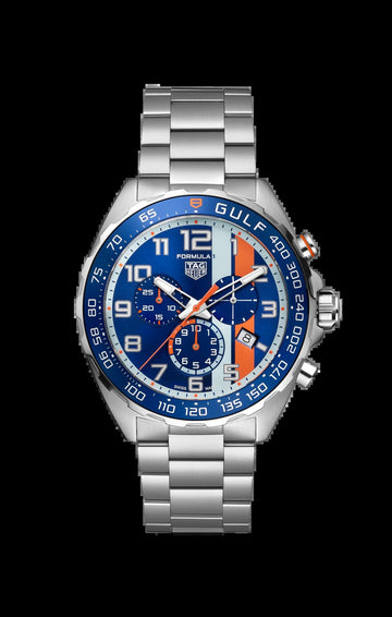 Unworn  Formula 1 Chronograph X Gulf, Stainless Steel, 43Mm, Ref# CAZ101AT.BA0842, Box & Papers