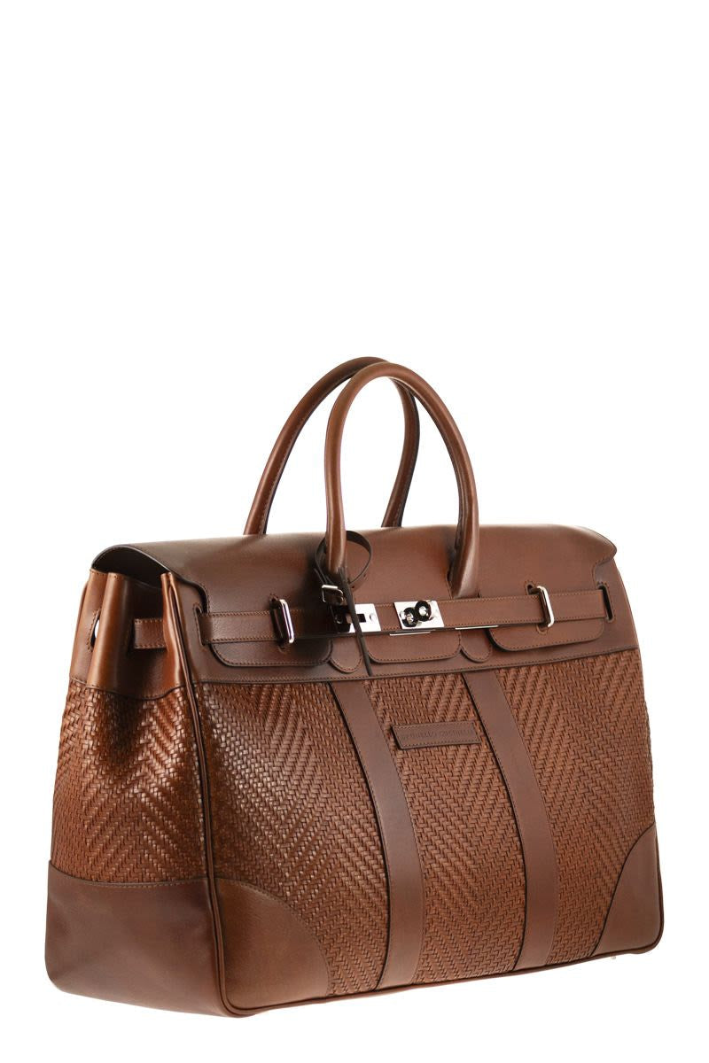 COUNTRY BAG in WOVEN CALFSKIN and COWHIDE LEATHER