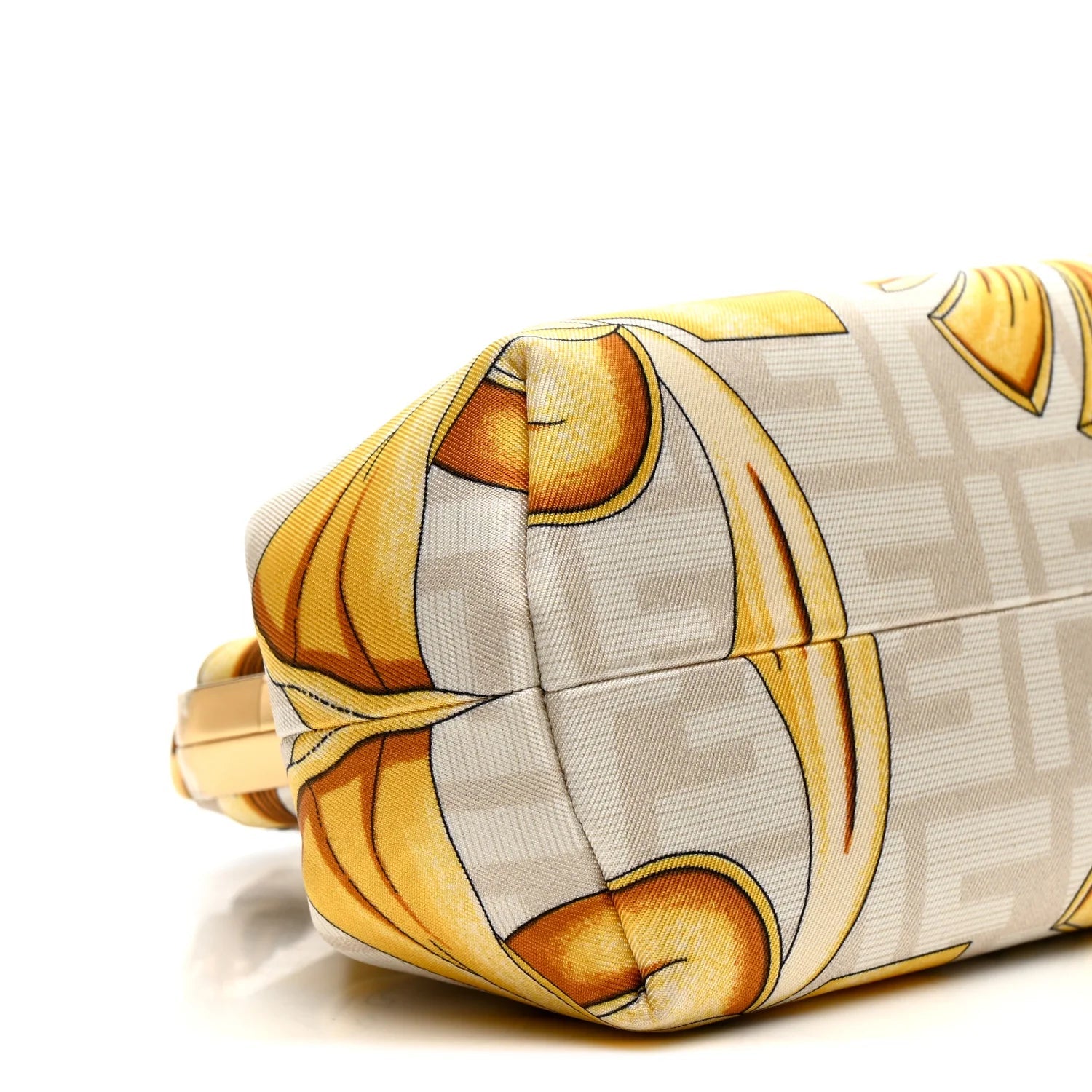 X VERSACE Silk Calfskin Fendace FF Baroque Print Medium  First White Gold