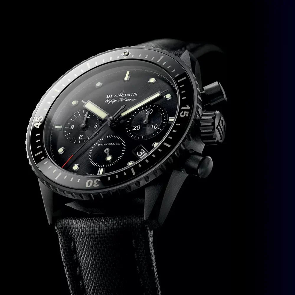 Unworn  Fifty Fathoms Bathyscaphe Chronographe Flyback, Black Ceramic, 43.6Mm, Ref# 5200-0130-B52A, Box and Papers