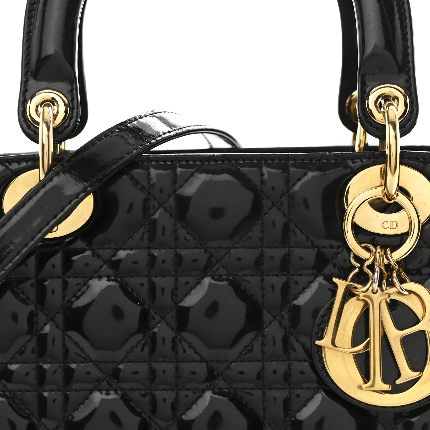 Patent Cannage Medium Lady Dior Black