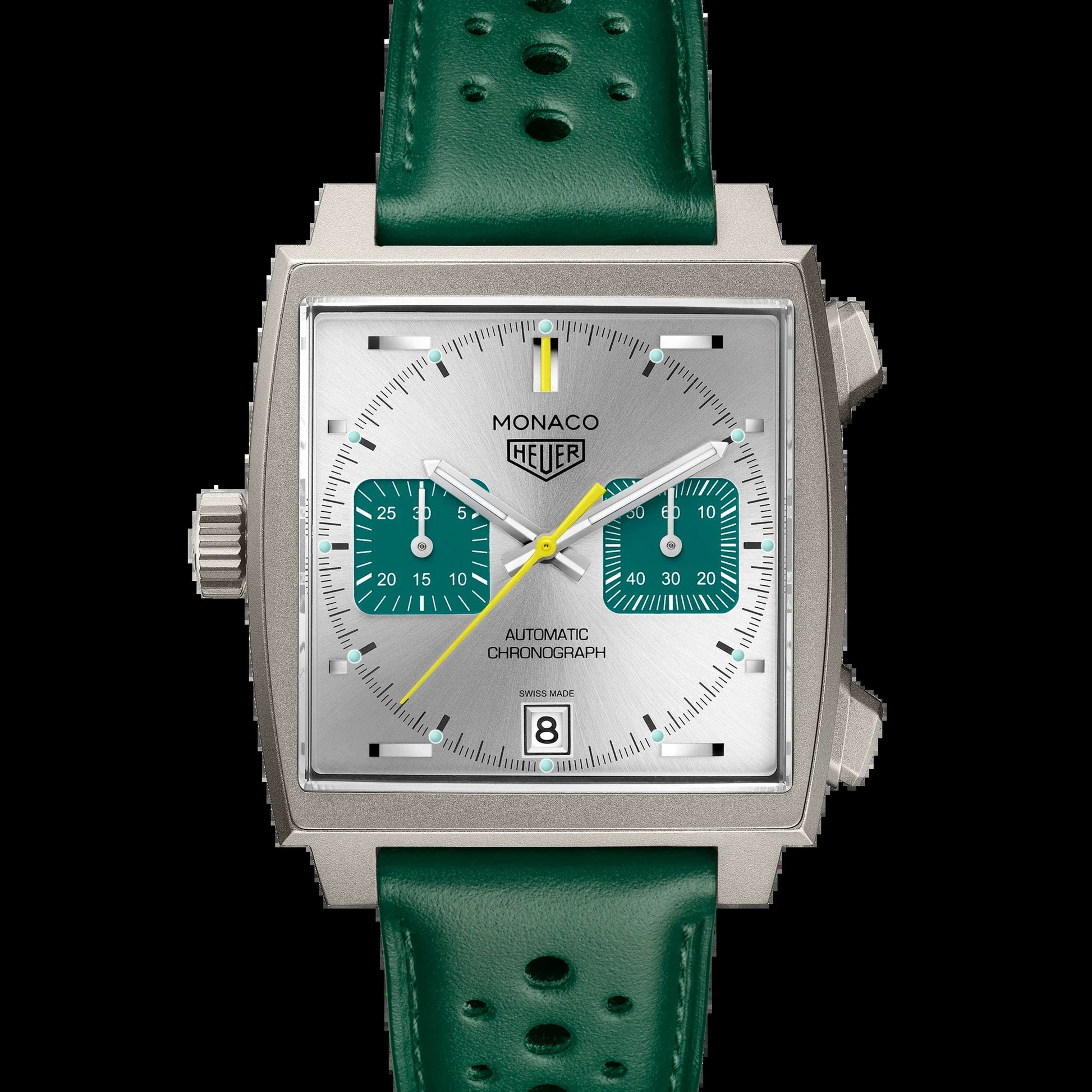 Unworn  Monaco Chronograph Racing Green Automatic, Titanium, 39Mm, Ref# CAW218E.FC6565, Box and Papers