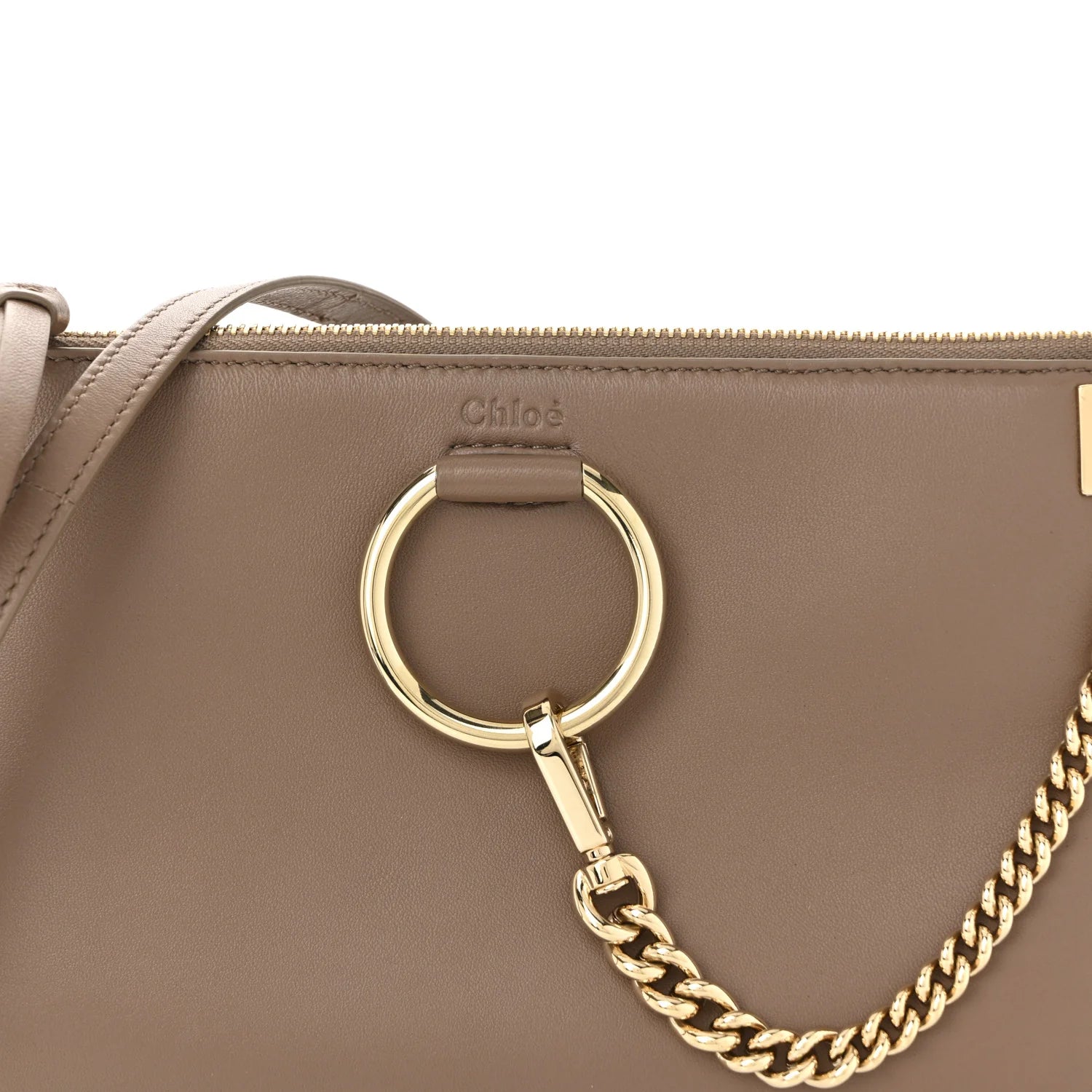 Supple Lambskin Small Faye Soft Zippered Shoulder Bag Neutral