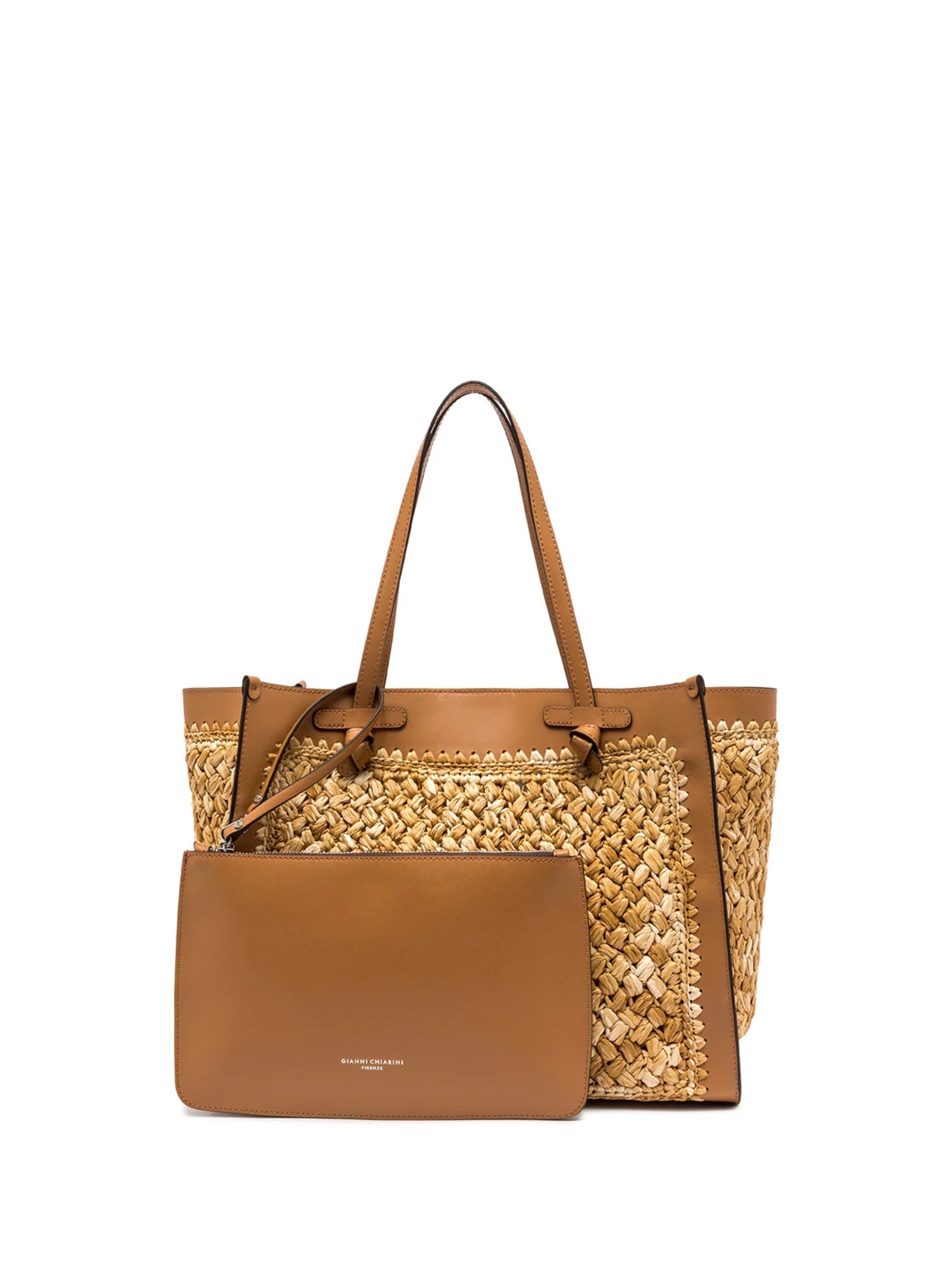 MARCELLA RAFFIA SHOPPING BAG with CROCHET WORK