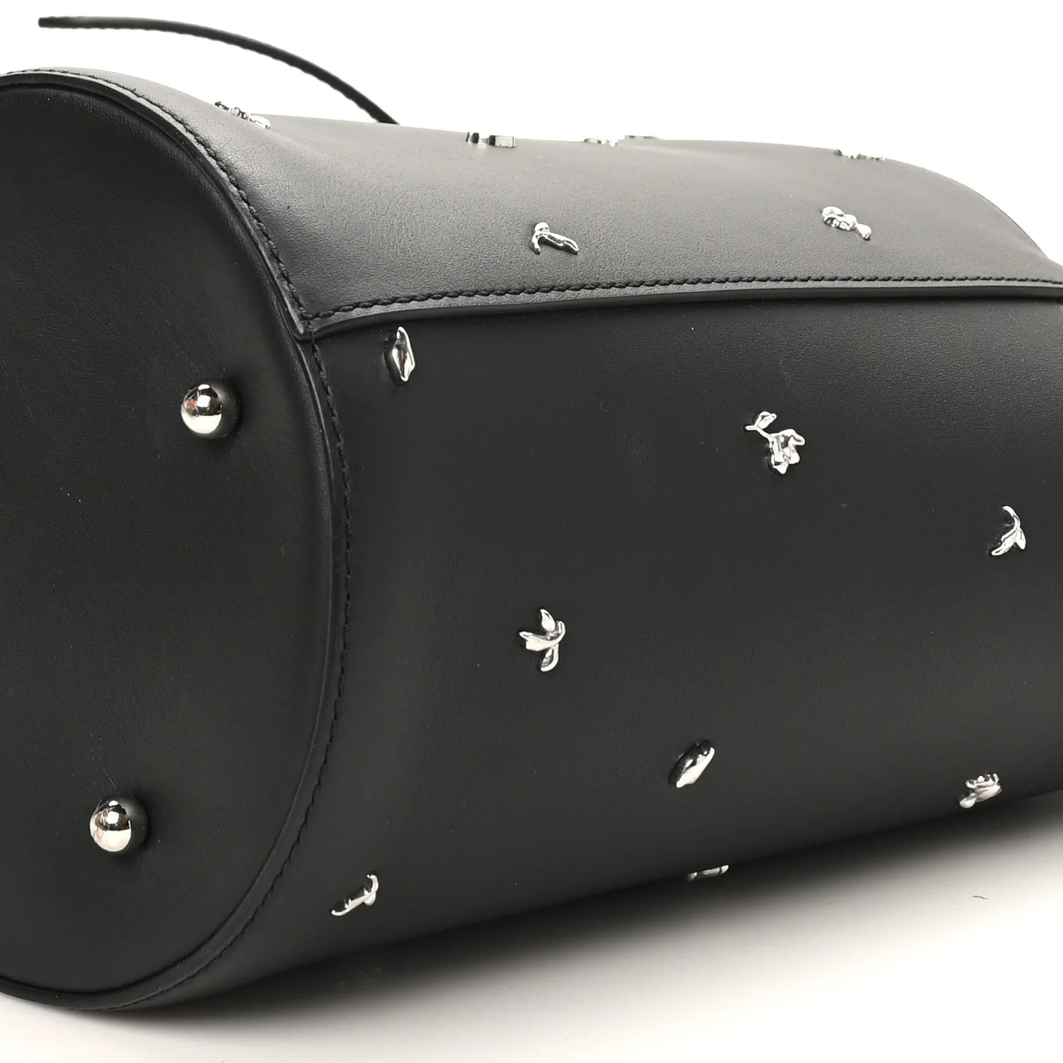 Smooth Calfskin Studded Roxy Bucket Bag Black