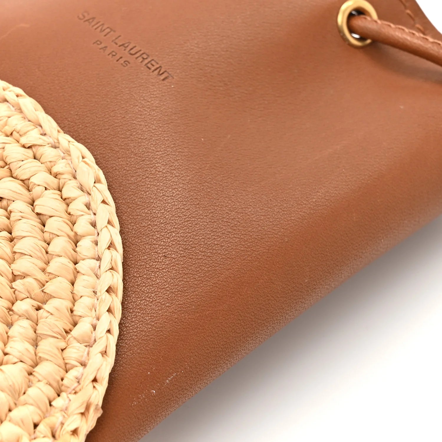 Raffia Cassandre Mini Pochon Crossbody Bag Brick Natural