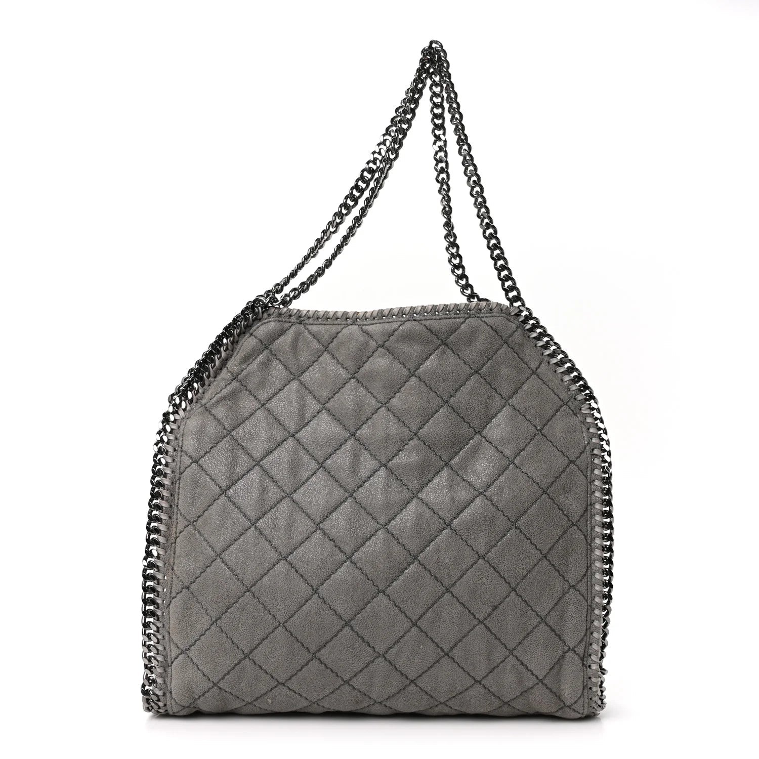 Shaggy Deer Quilted Small Falabella Tote Light Grey