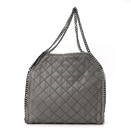 Shaggy Deer Quilted Small Falabella Tote Light Grey