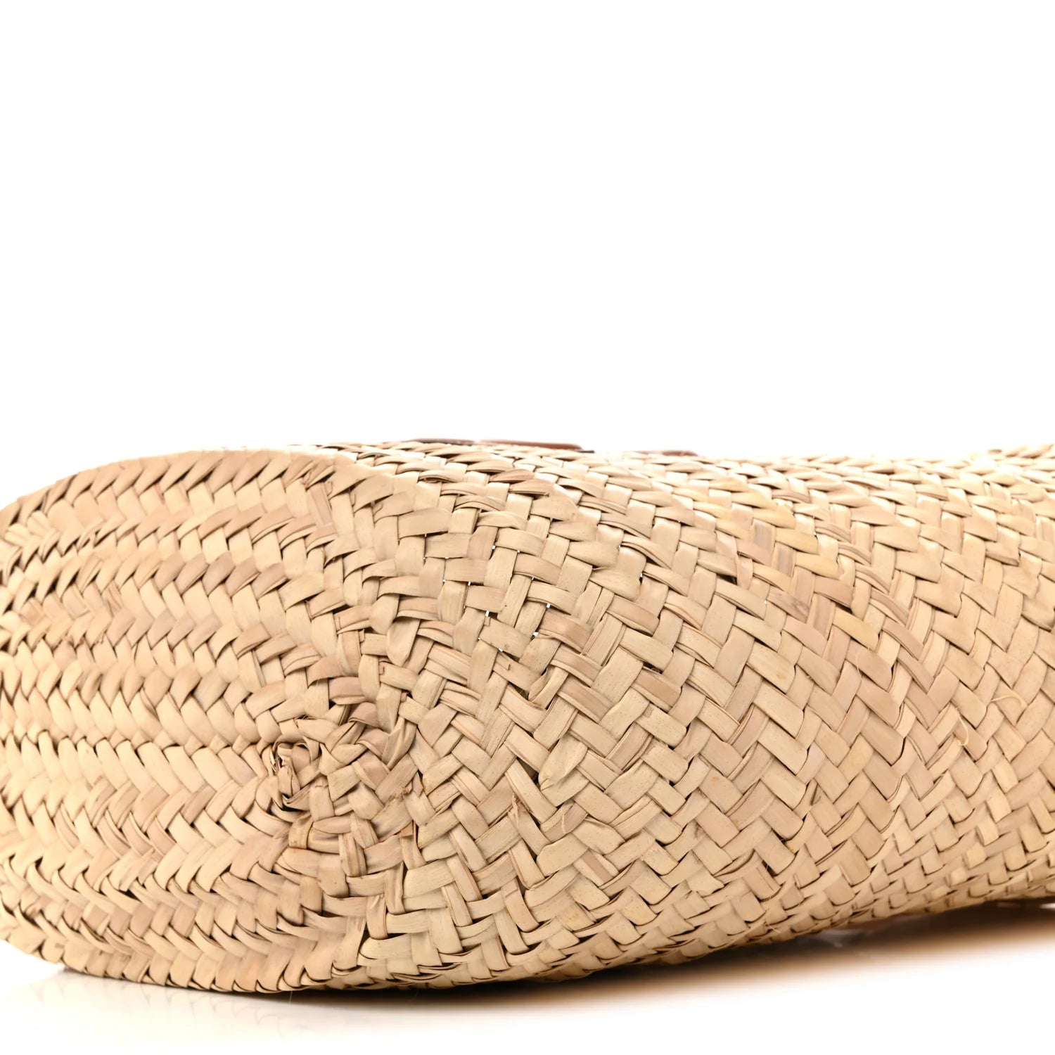 Raffia Calfskin Triomphe Medium Panier Tan