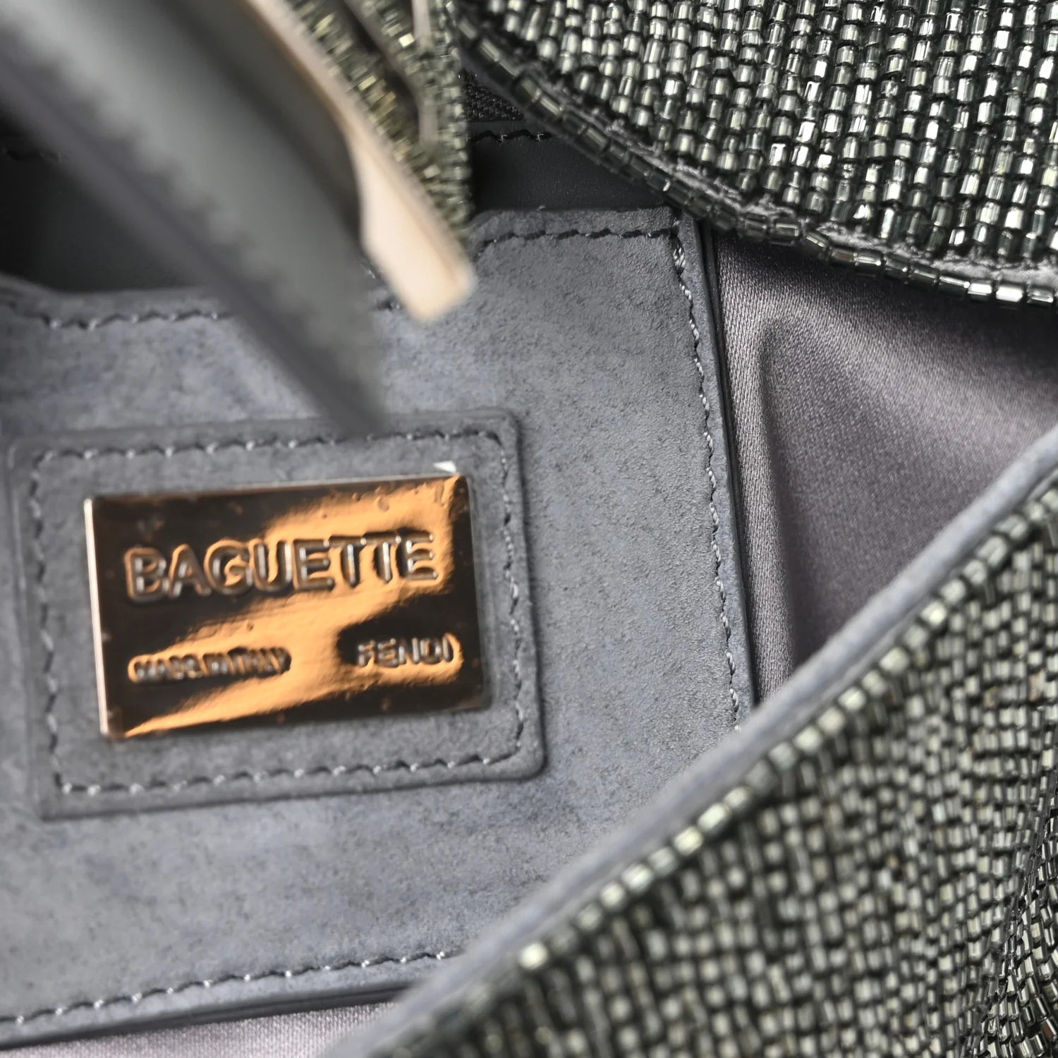 Sequin Beaded Baguette Grey