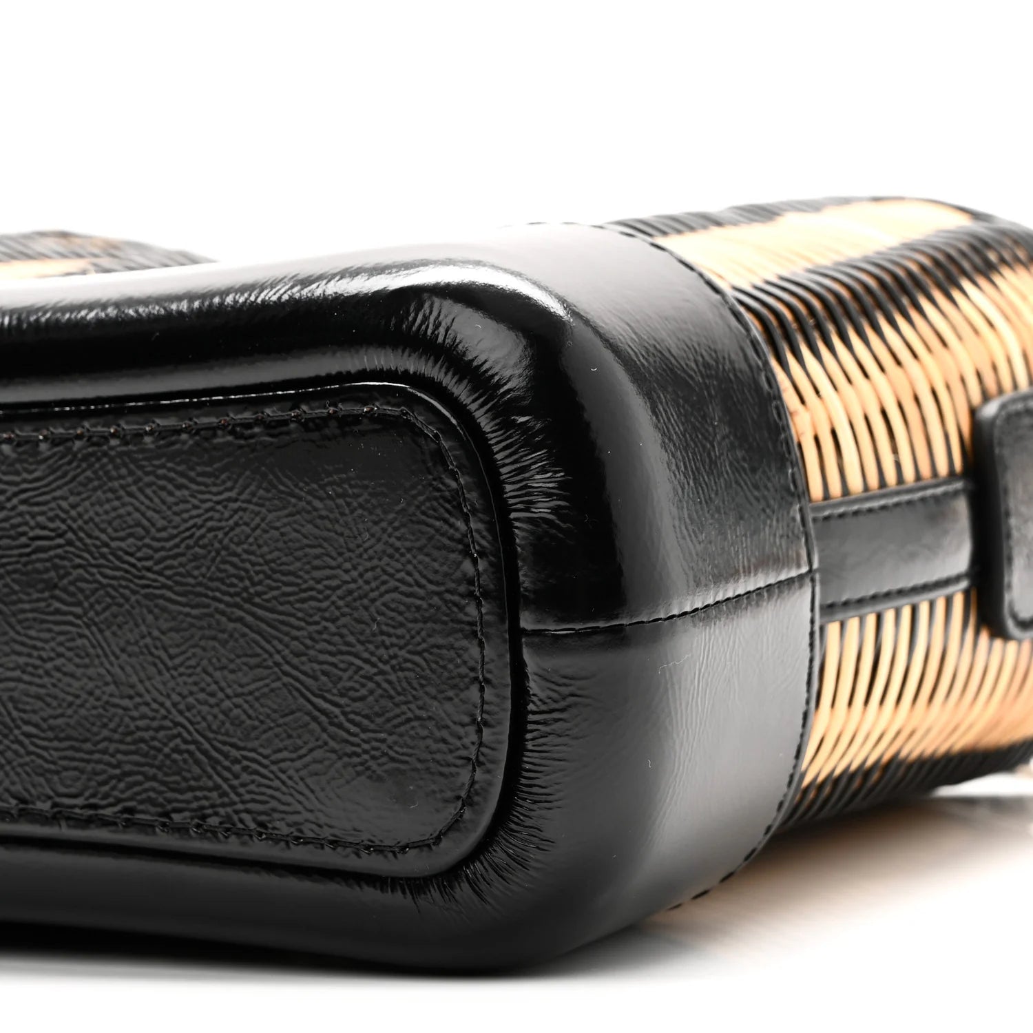 Rattan Calfskin Small Gabrielle Hobo Beige Black