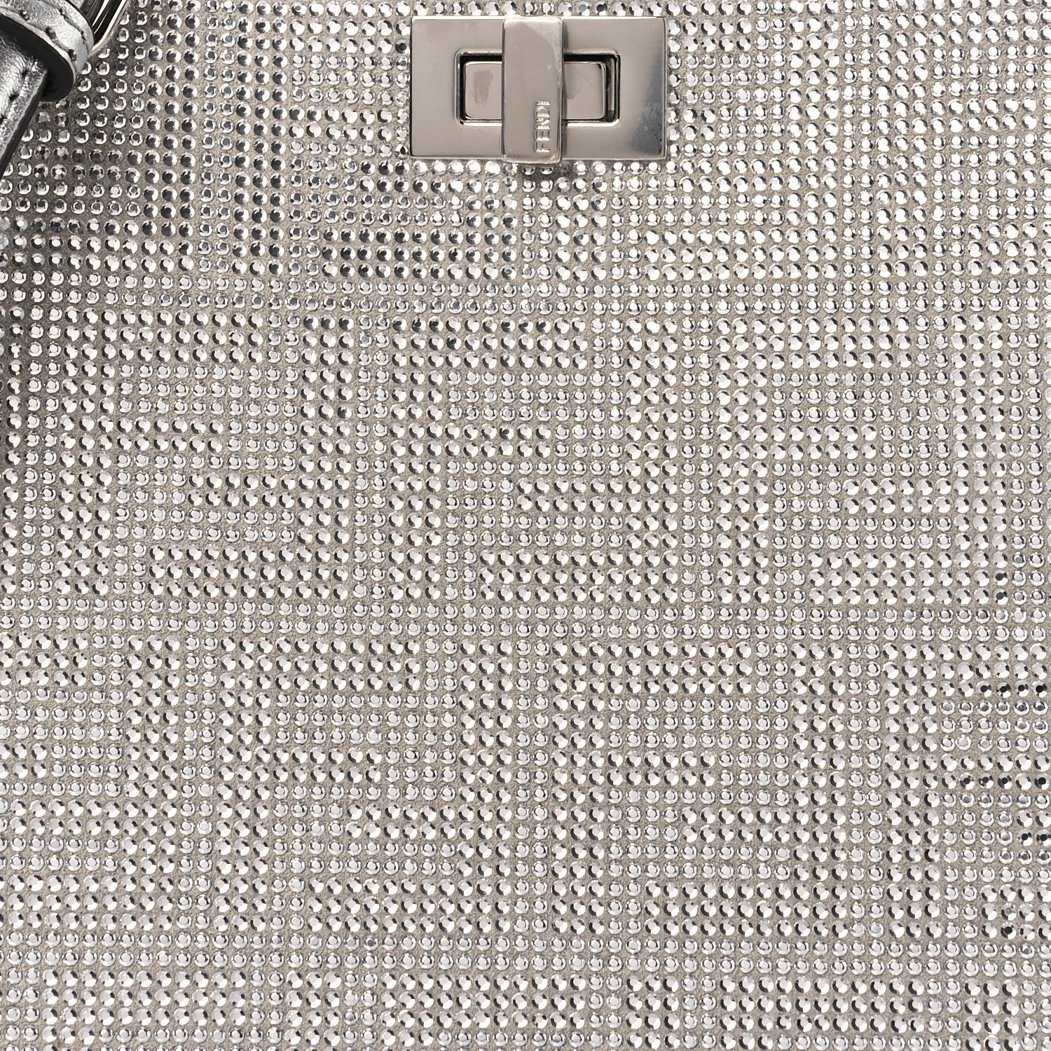 Crystal Vitello Laminato FF Petite Peekaboo I SEE U Satchel Crystal Argento