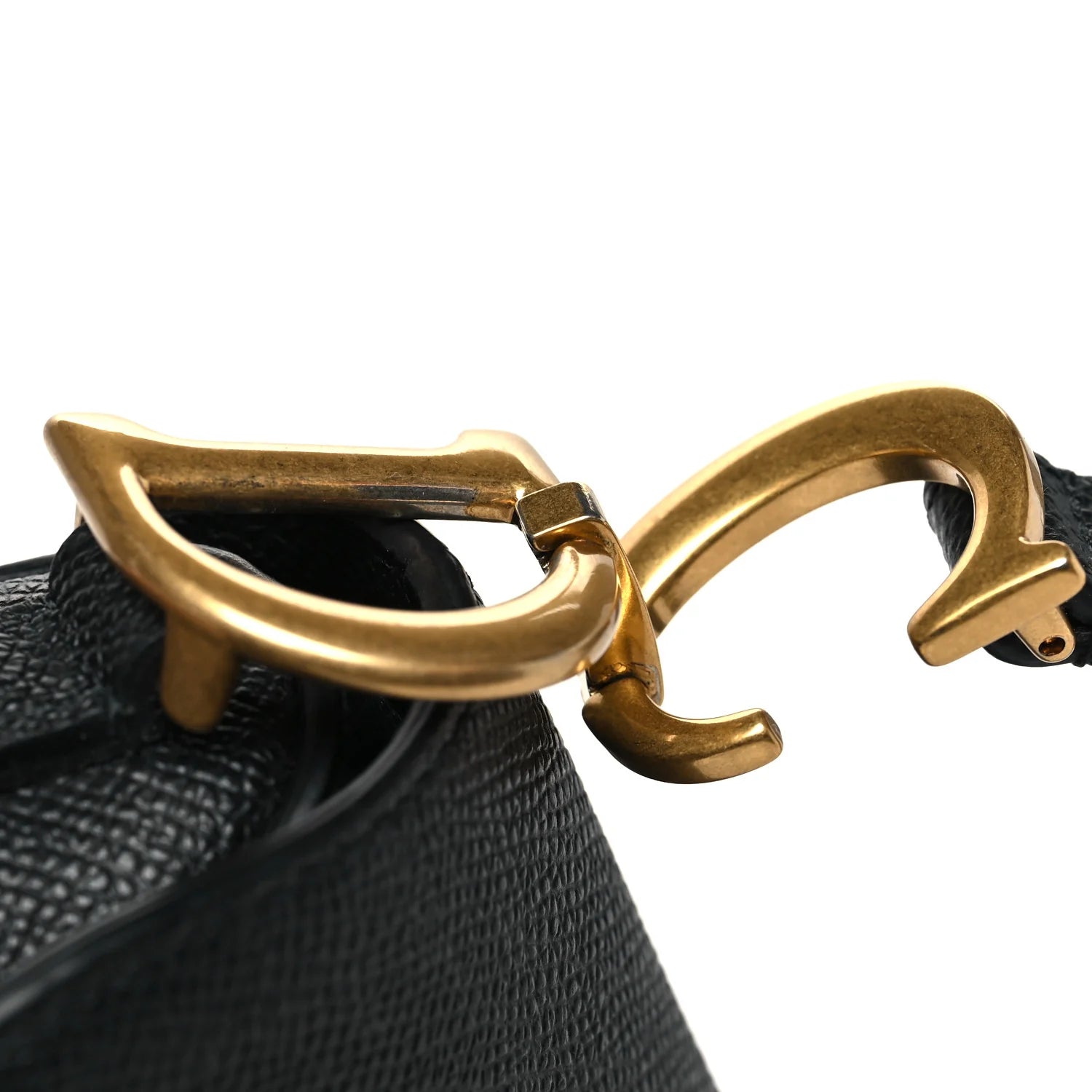 Grained Calfskin Mini Saddle Bag Black