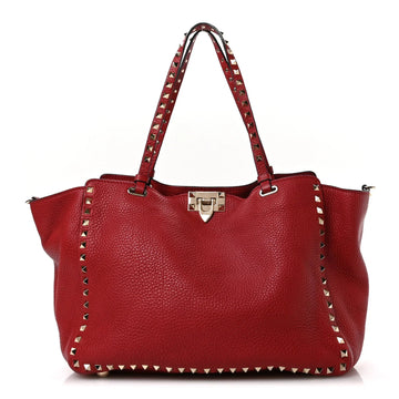 Vitello Medium Rockstud Tote Rosso Valentino