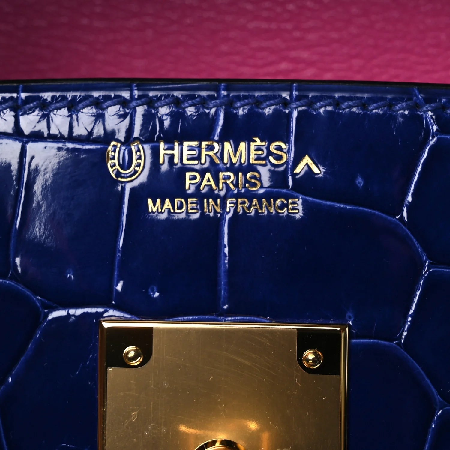 Shiny Porosus Crocodile Horseshoe Birkin 30 Bleu Electrique Magnolia