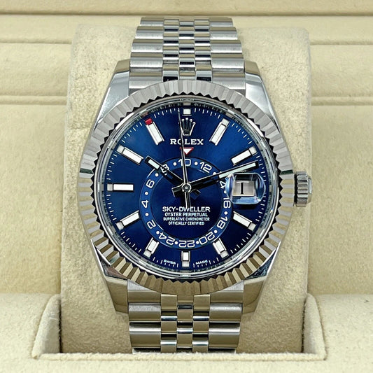 Sky-Dweller Stainless Steel and 18K White Gold Blue 42Mm Jubilee, Ref# 326934-0004