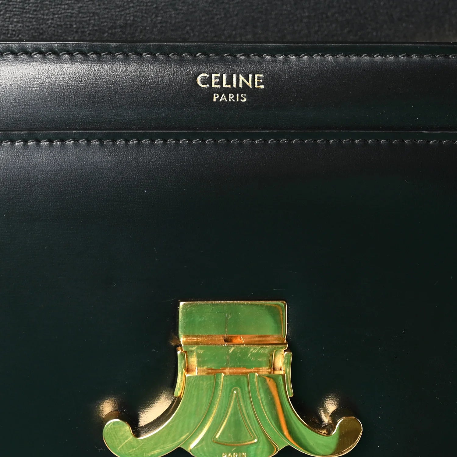 Shiny Calfskin Triomphe Chain Bag Black