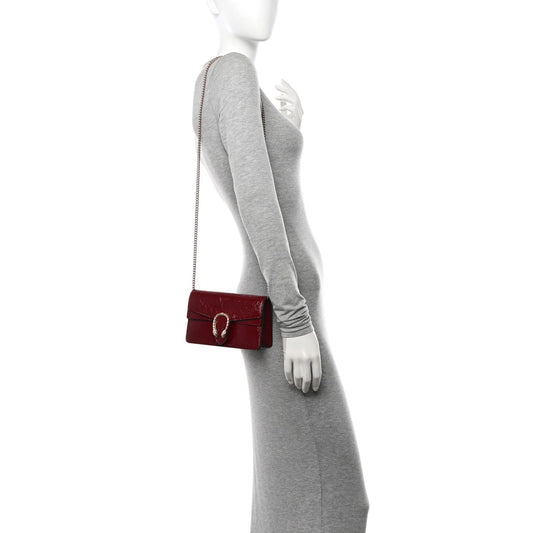Crinkled Patent Mini Dionysus Shoulder Bag Rosso Ancora Red