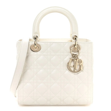 Lambskin Cannage Medium Lady Dior White