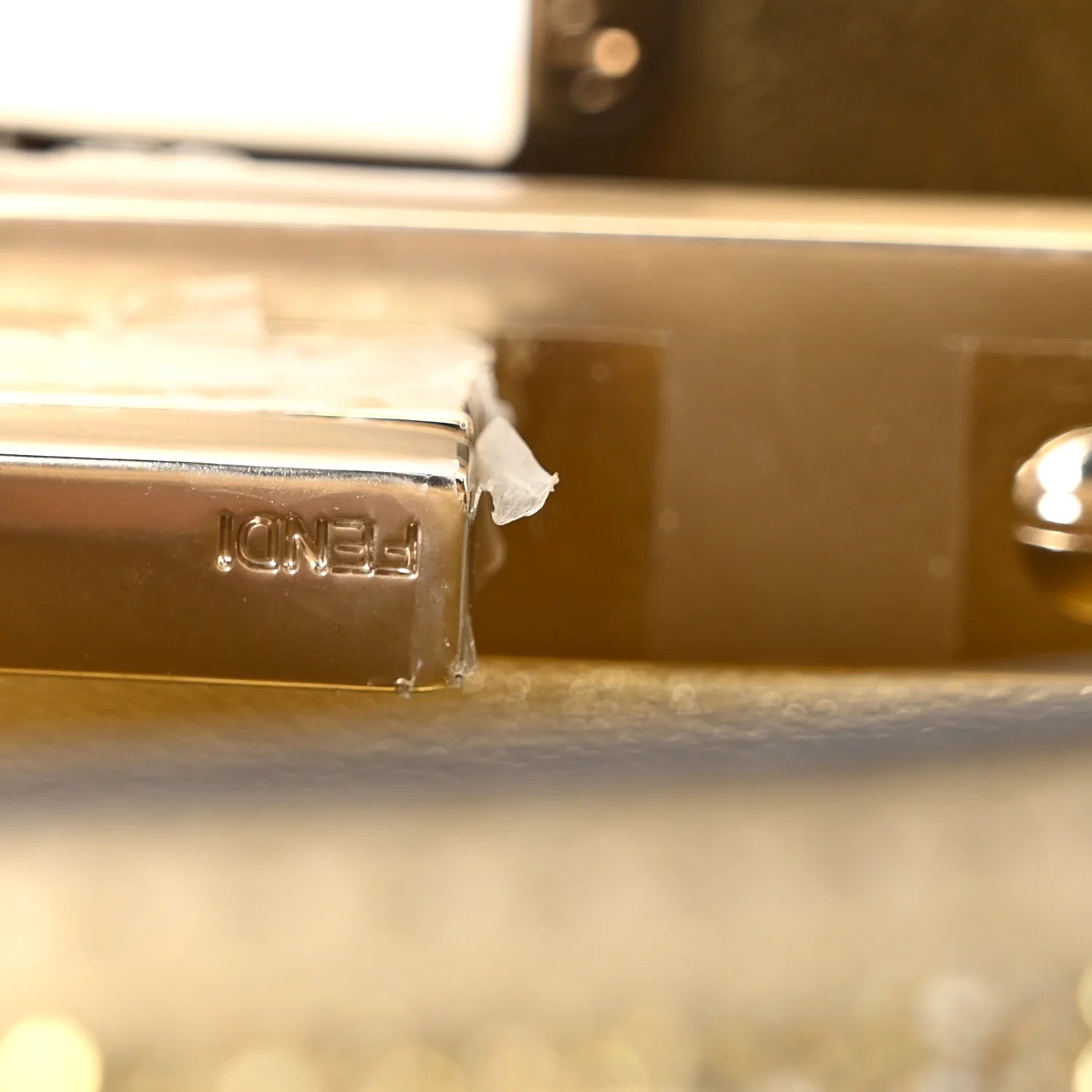 Crystal Vitello Laminato FF Petite Peekaboo I SEE U Satchel Crystal Platinum Light Gold