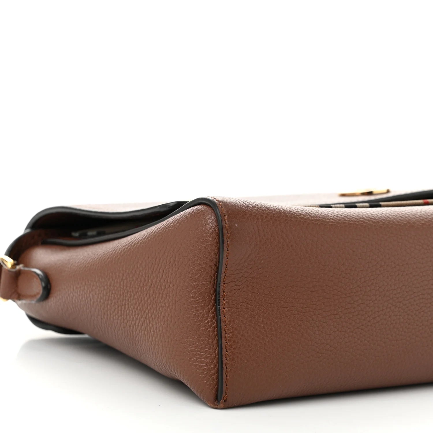 Grainy Calfskin Vintage Check Note Crossbody Bag Malt Brown