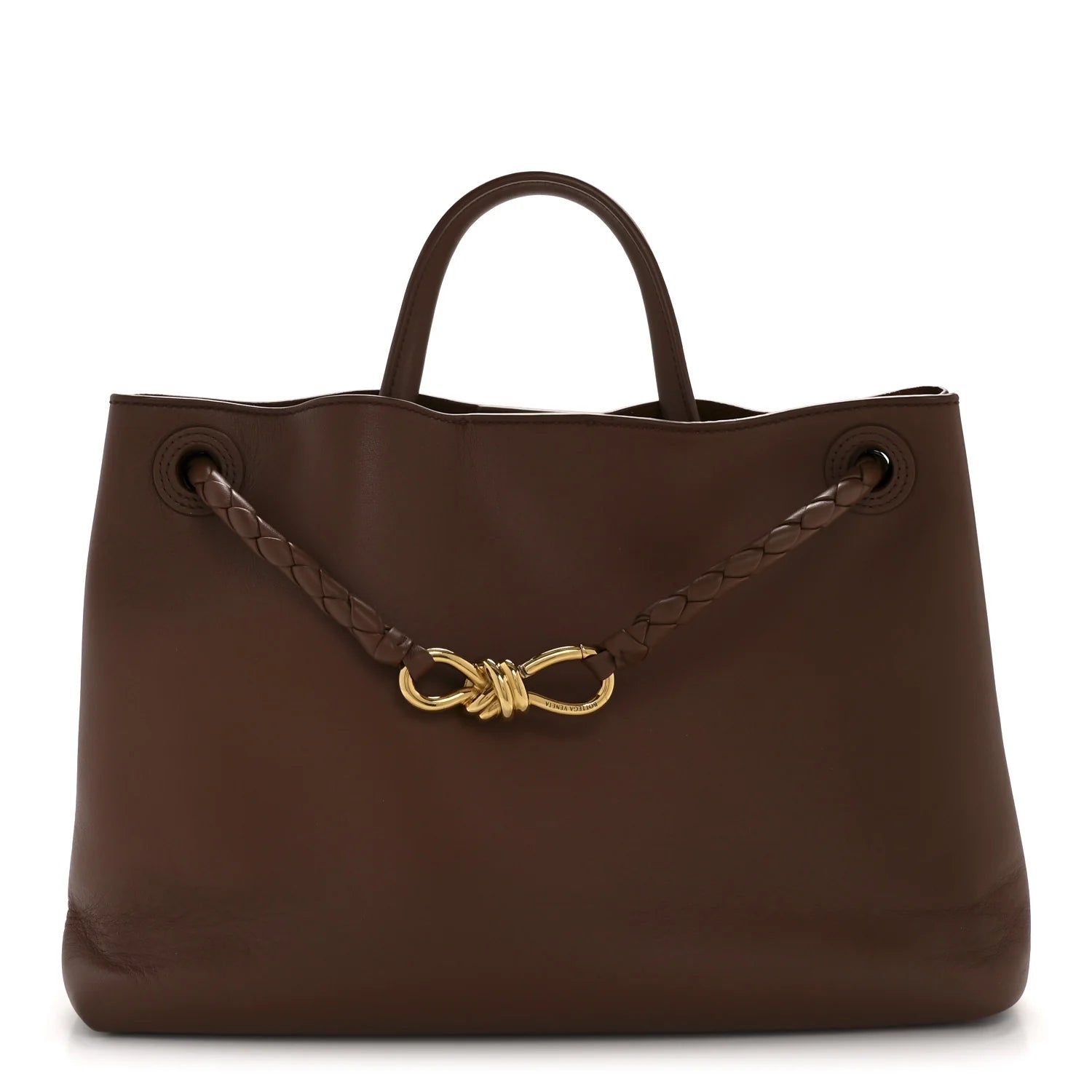 Silky Calfskin Medium Andiamo Shoulder Bag Sapele Redstone