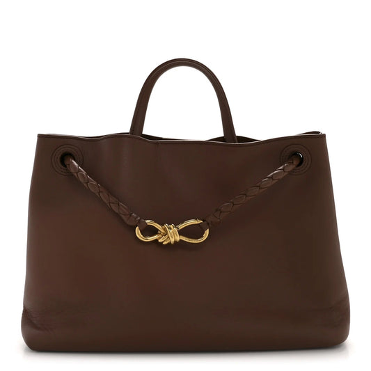 Silky Calfskin Medium Andiamo Shoulder Bag Sapele Redstone