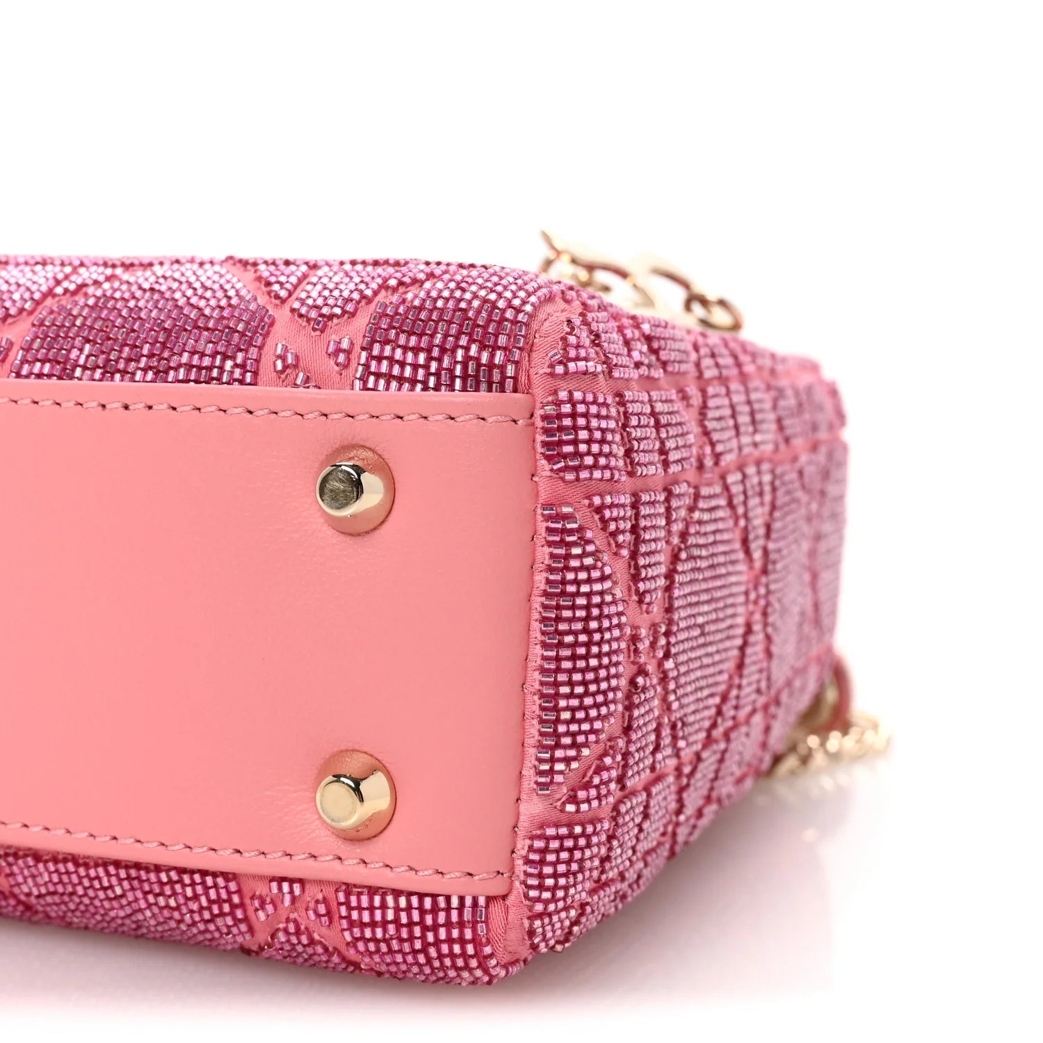 Lambskin Cannage Beaded Embroidered Mini Lady Dior Light Pink