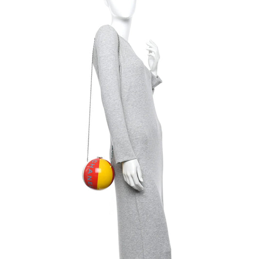 Plexiglass Coco Beach Ball Minaudiere Clutch Red White Yellow Blue